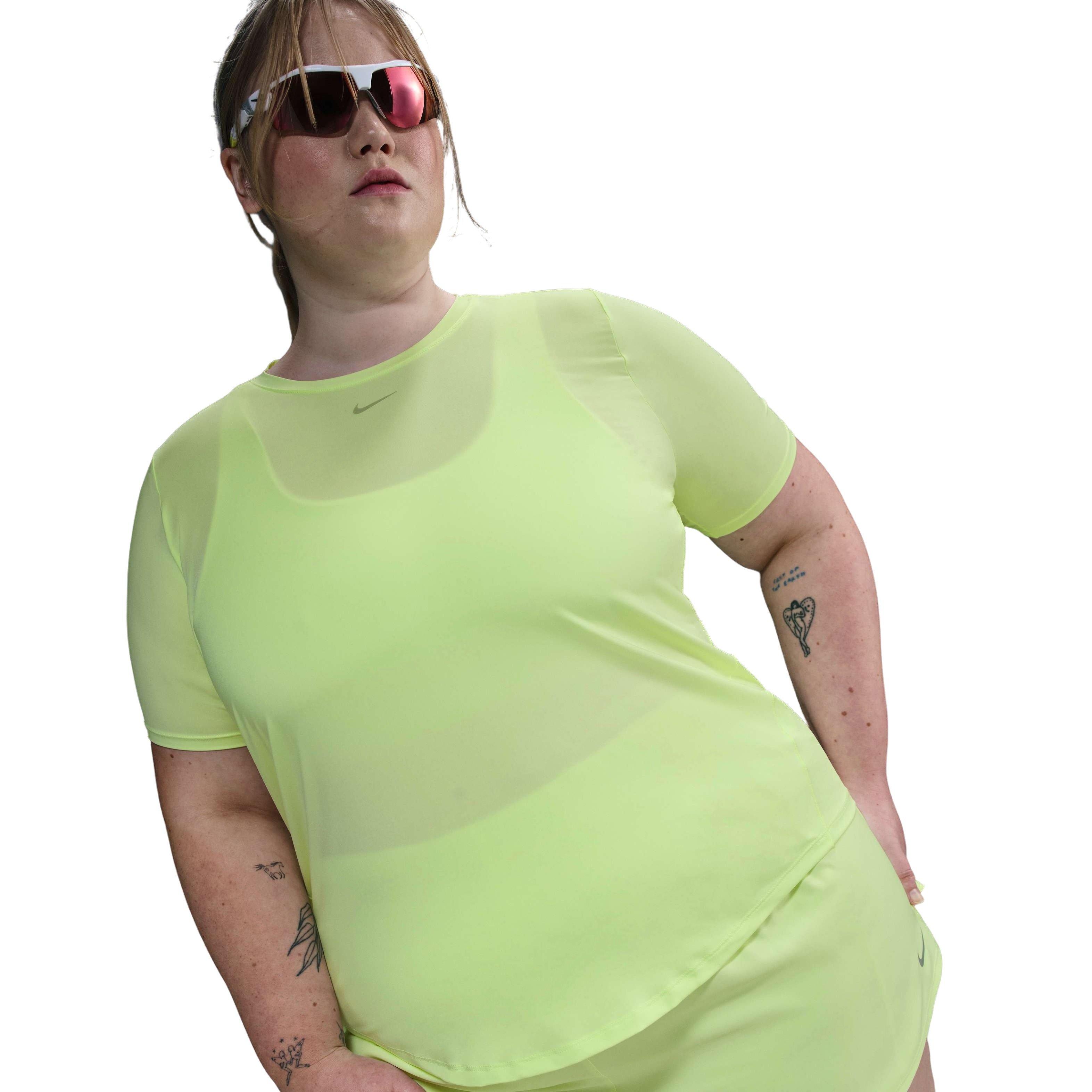 Nike Women's One Dri-FIT Classic Short-Sleeve Top - Yellow - YELLOW Thumbnail View 3