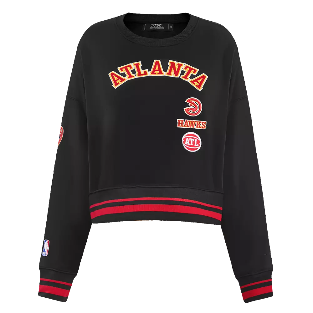 Pro Standard Women's Atlanta Hawks Retro Classics Crewneck - Black/Red - BLACK/RED