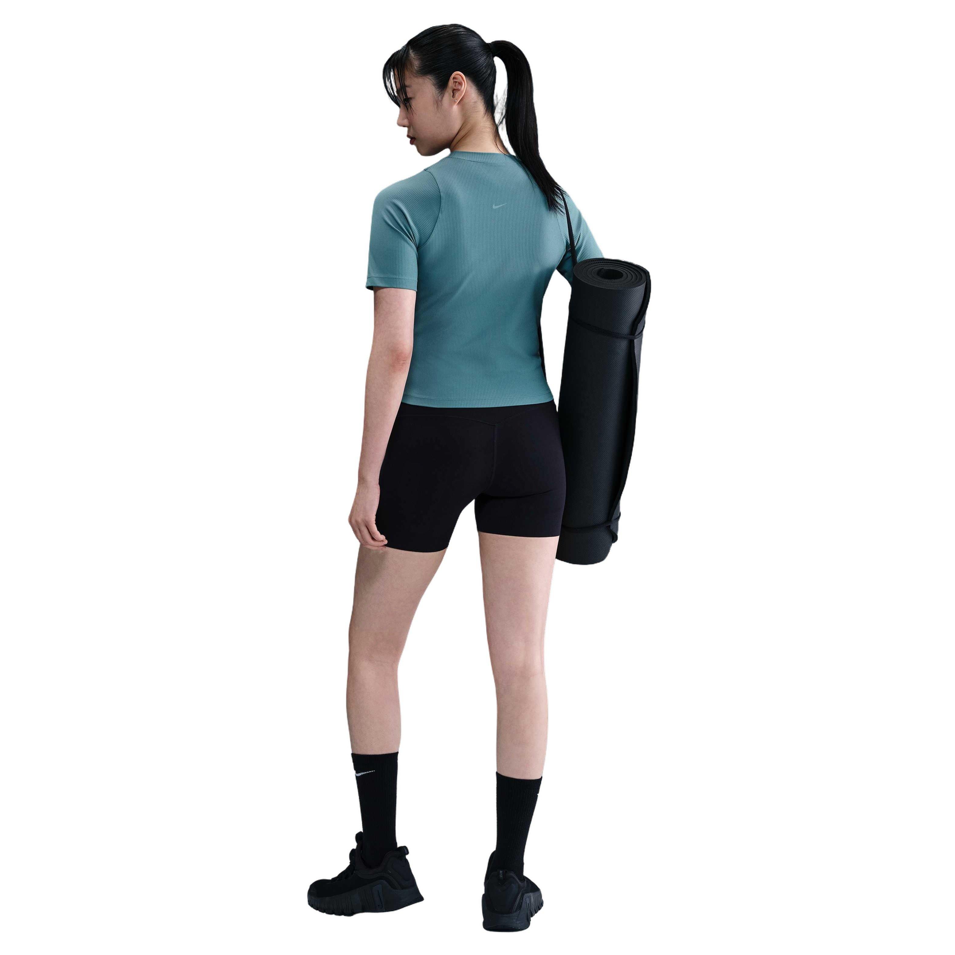 Nike Women's INF Dri-FIT Short-Sleeve Wide Rib Top - Blue - BLUE Thumbnail View 2