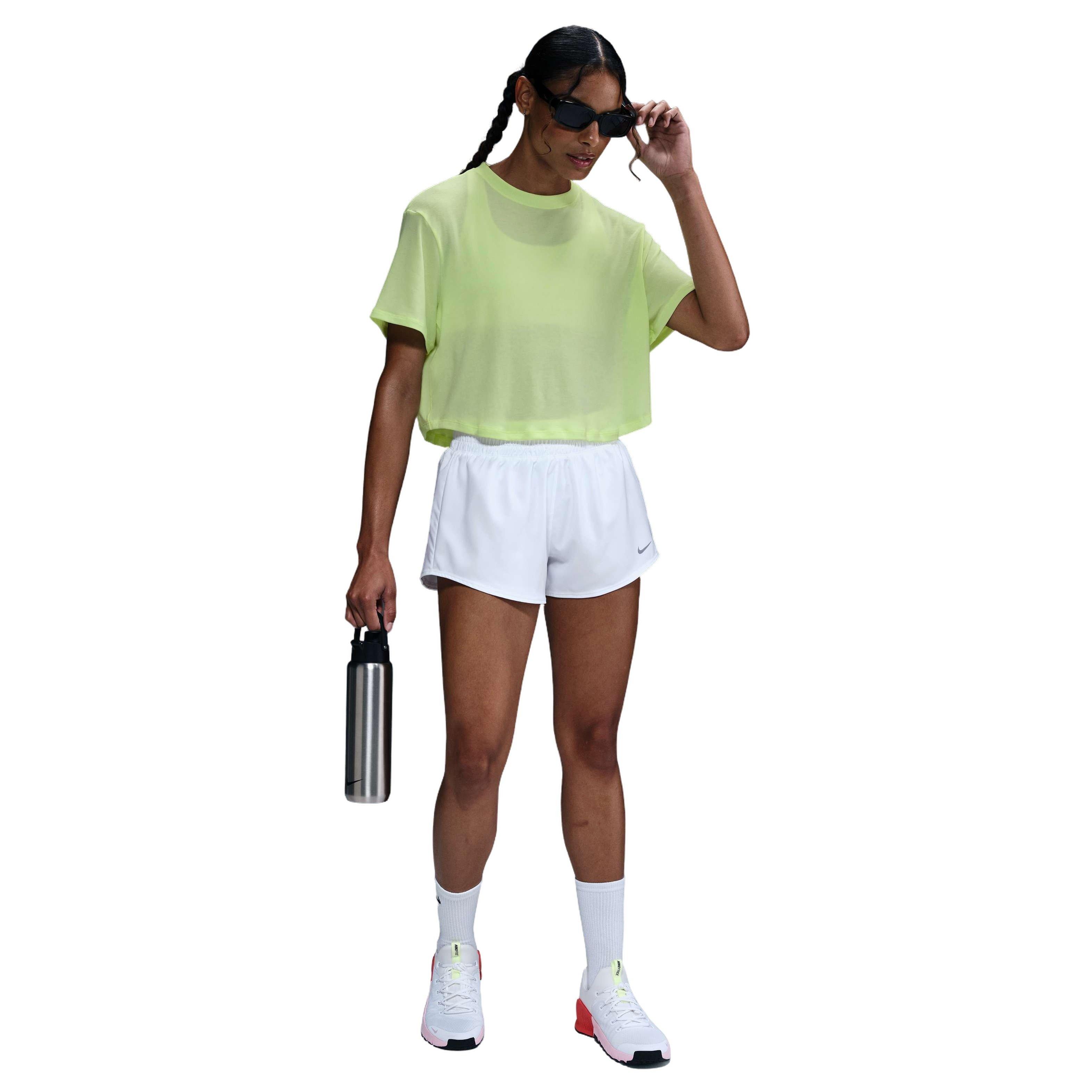 Nike One Women's Relaxed Dri-Fit Short Sleeve HH Top -Yellow - YELLOW Thumbnail View 1