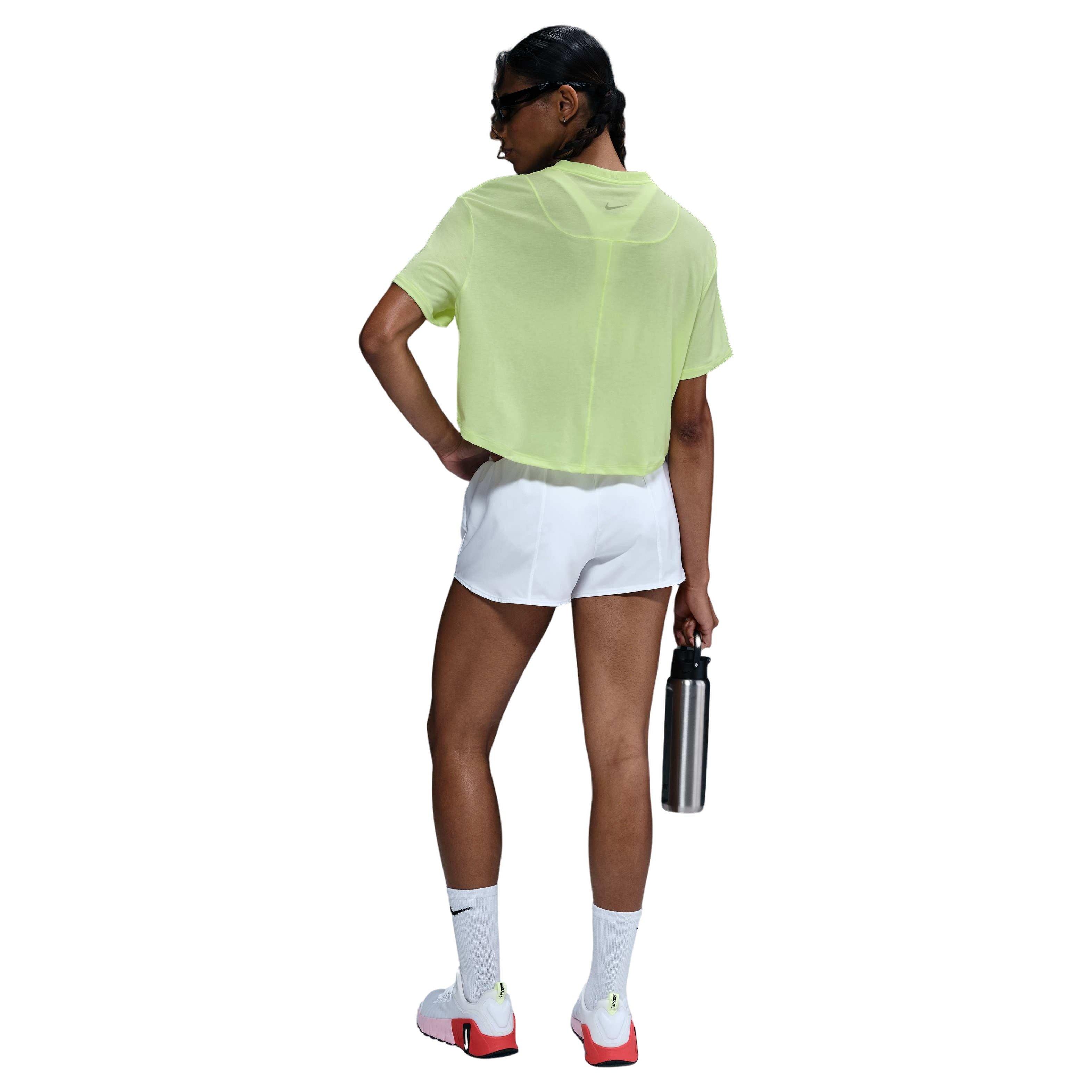 Nike One Women's Relaxed Dri-Fit Short Sleeve HH Top -Yellow - YELLOW Thumbnail View 2