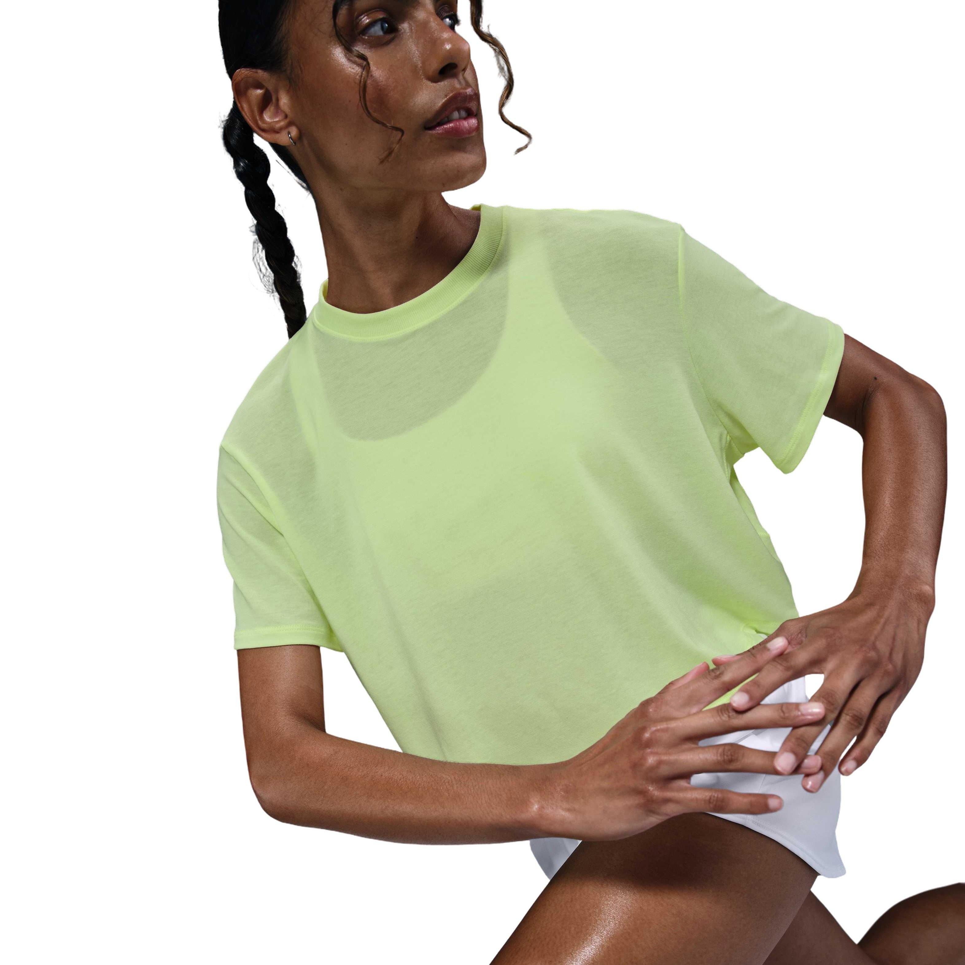 Nike One Women's Relaxed Dri-Fit Short Sleeve HH Top -Yellow - YELLOW Thumbnail View 5