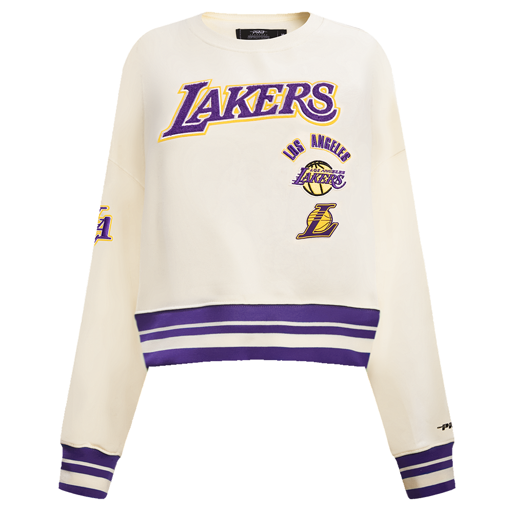 Pro Standard Women's Los Angeles Lakers Retro Classics Crewneck - Eggshell - EGGSHELL Thumbnail View 1