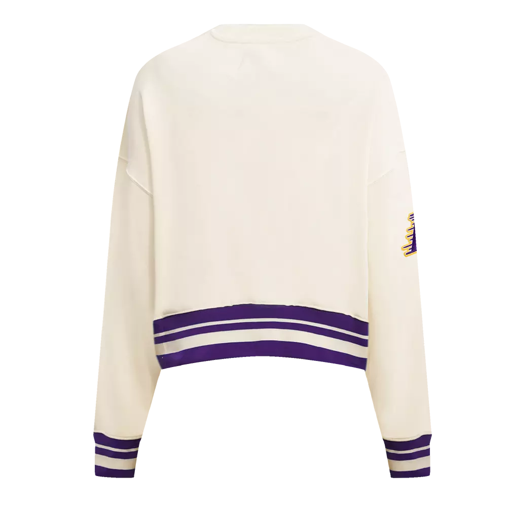 Pro Standard Women's Los Angeles Lakers Retro Classics Crewneck - Eggshell - EGGSHELL