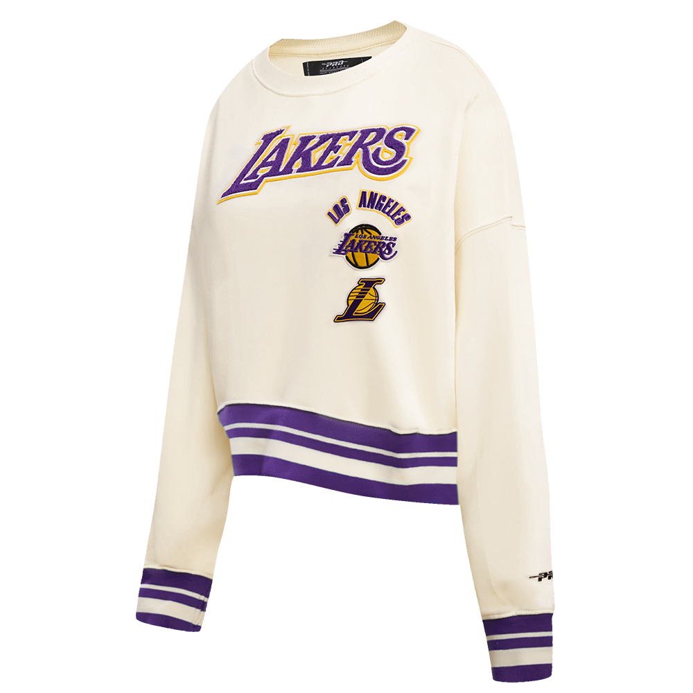 Pro Standard Women's Los Angeles Lakers Retro Classics Crewneck - Eggshell - EGGSHELL Thumbnail View 3