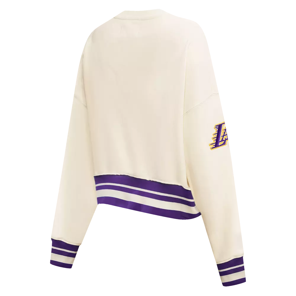 Pro Standard Women's Los Angeles Lakers Retro Classics Crewneck - Eggshell - EGGSHELL