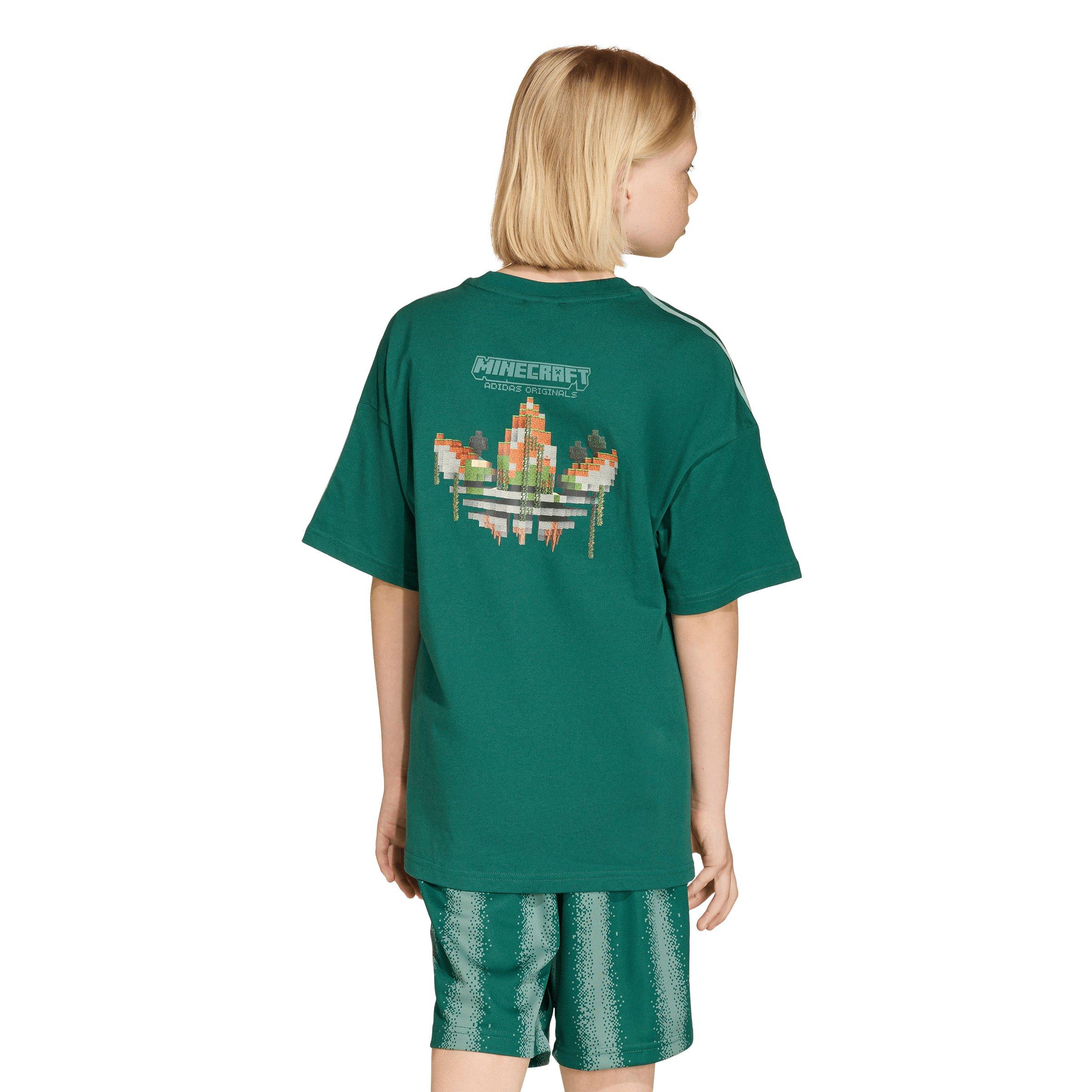 adidas Originals Minecraft Loose Big Kids' Green Batwing Tee