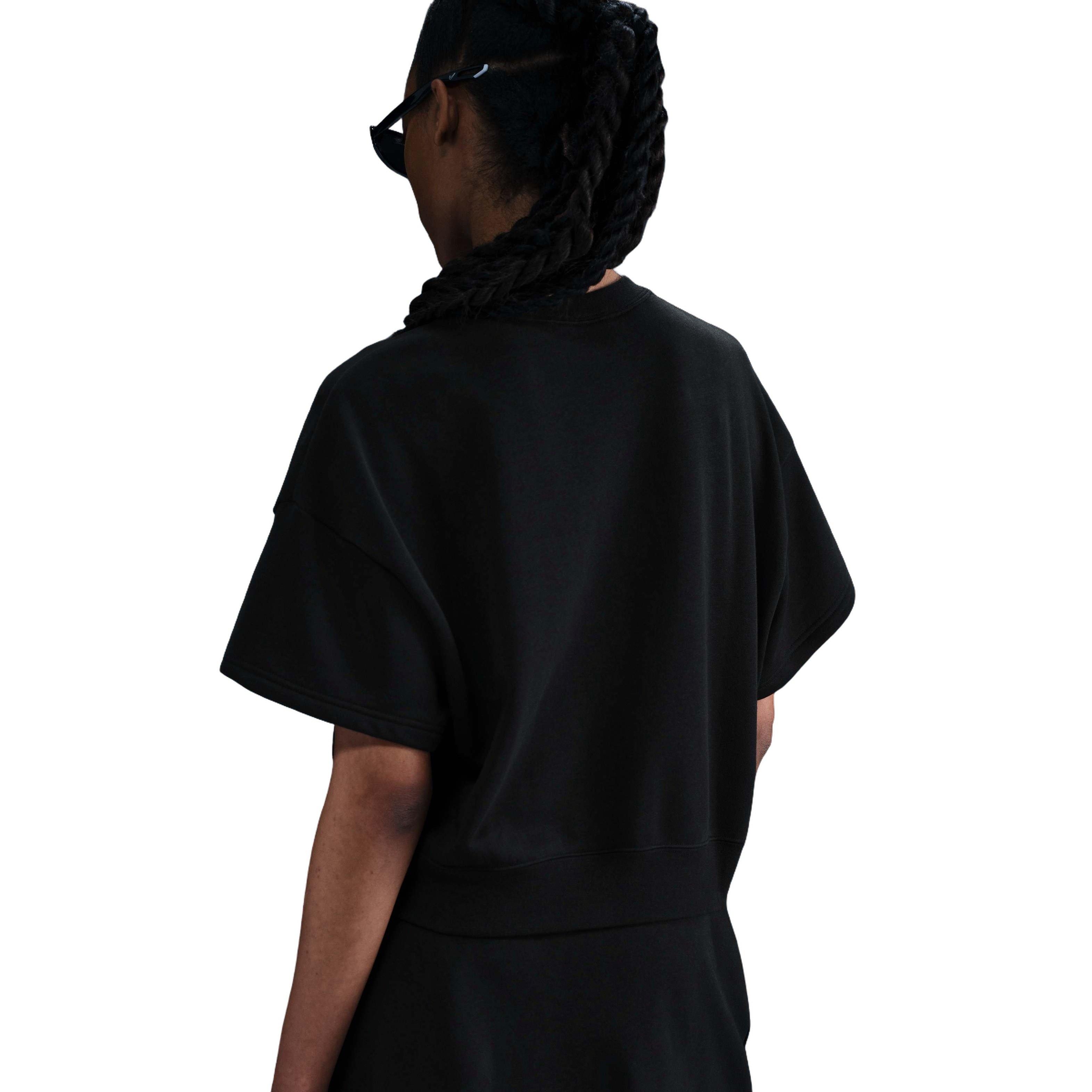 Nike Women's Sportswear Club Fleece Essentials Loose Top -Black - BLACK Thumbnail View 2