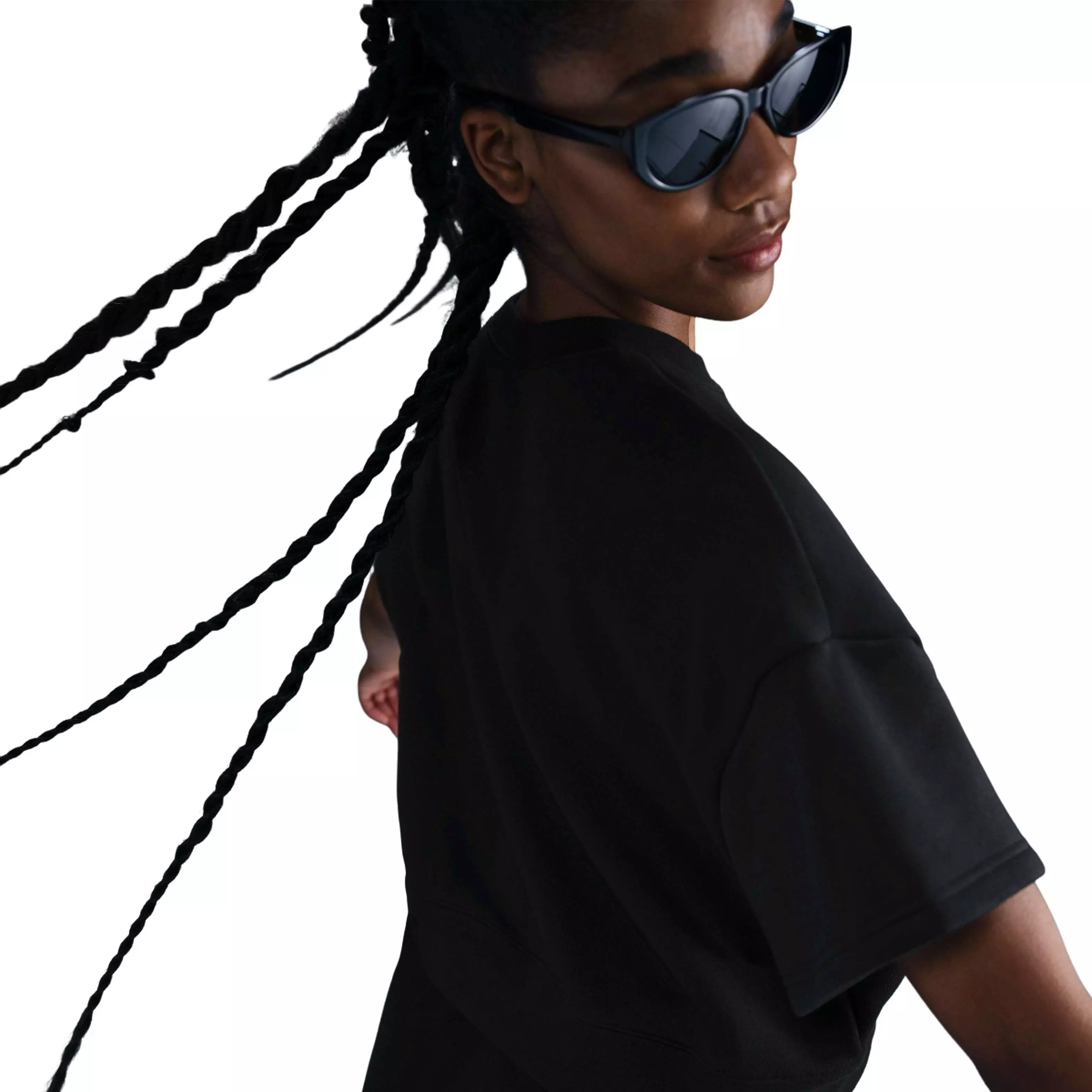 Nike Women's Sportswear Club Fleece Essentials Loose Top -Black - BLACK