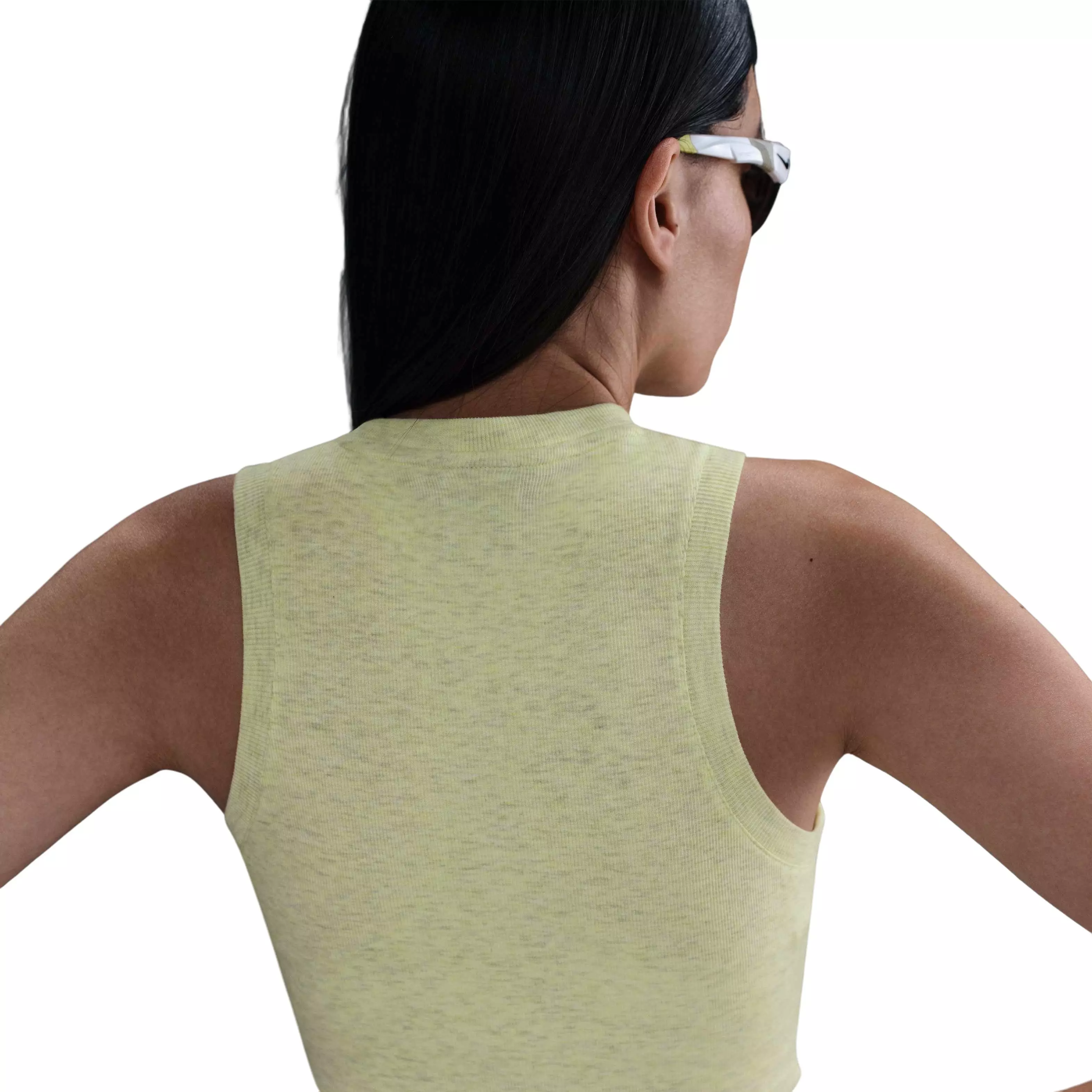 Nike Women's Sportswear Essential Mini-Rib Tight Cropped Tank Top - YELLOW