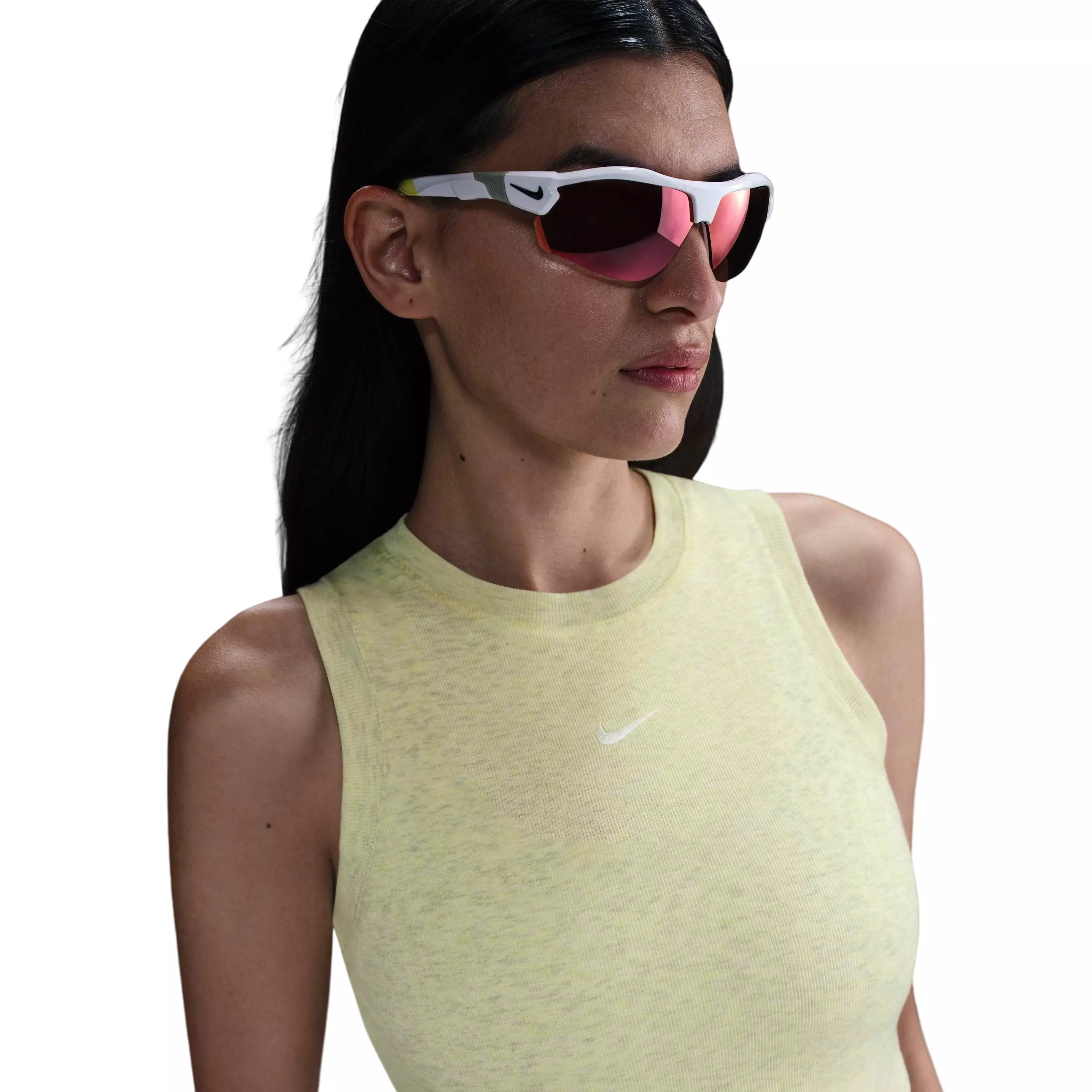 Nike Women's Sportswear Essential Mini-Rib Tight Cropped Tank Top - YELLOW