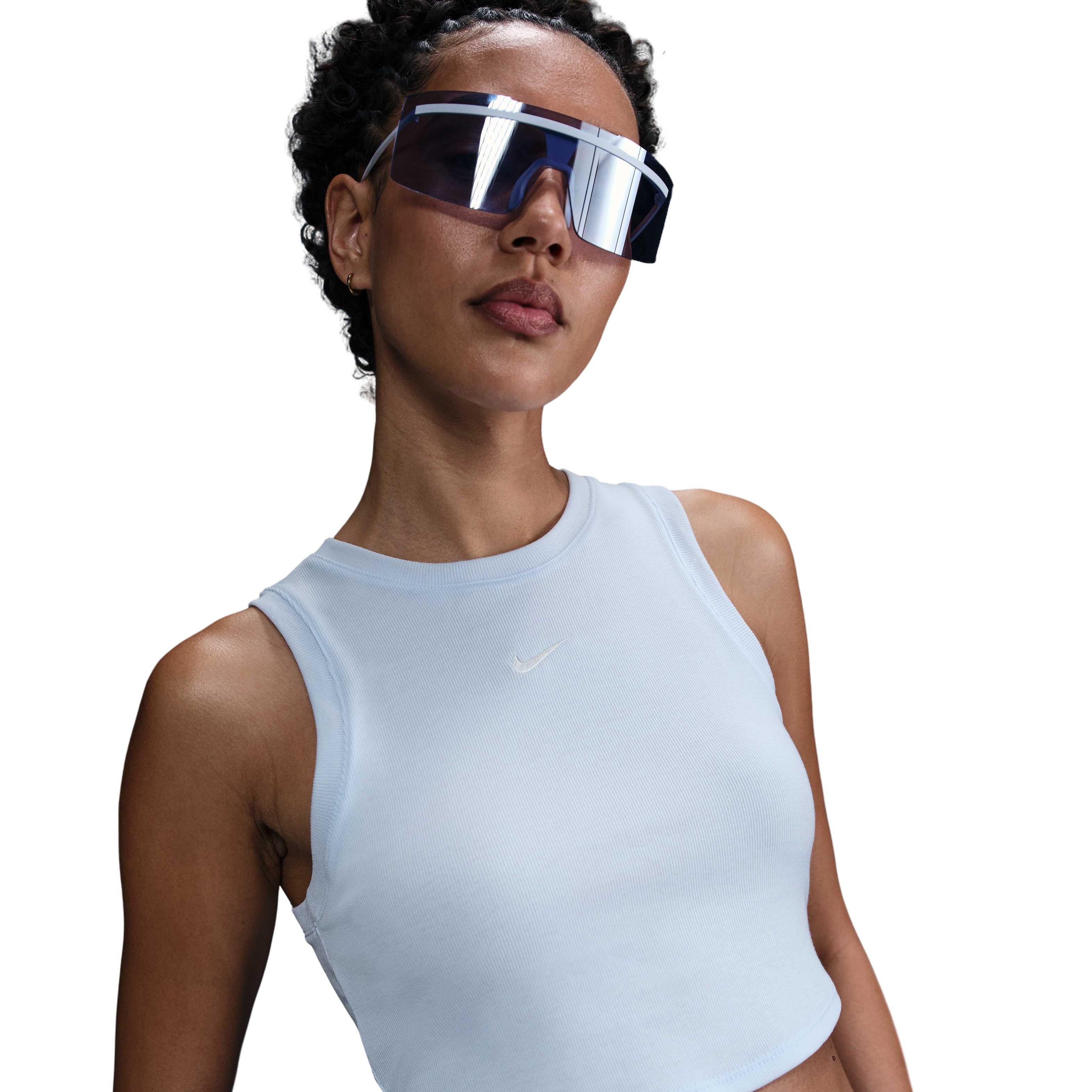 Nike Women's Sportswear Essential Mini-Rib Tight Cropped Tank Top - BLUE Thumbnail View 1