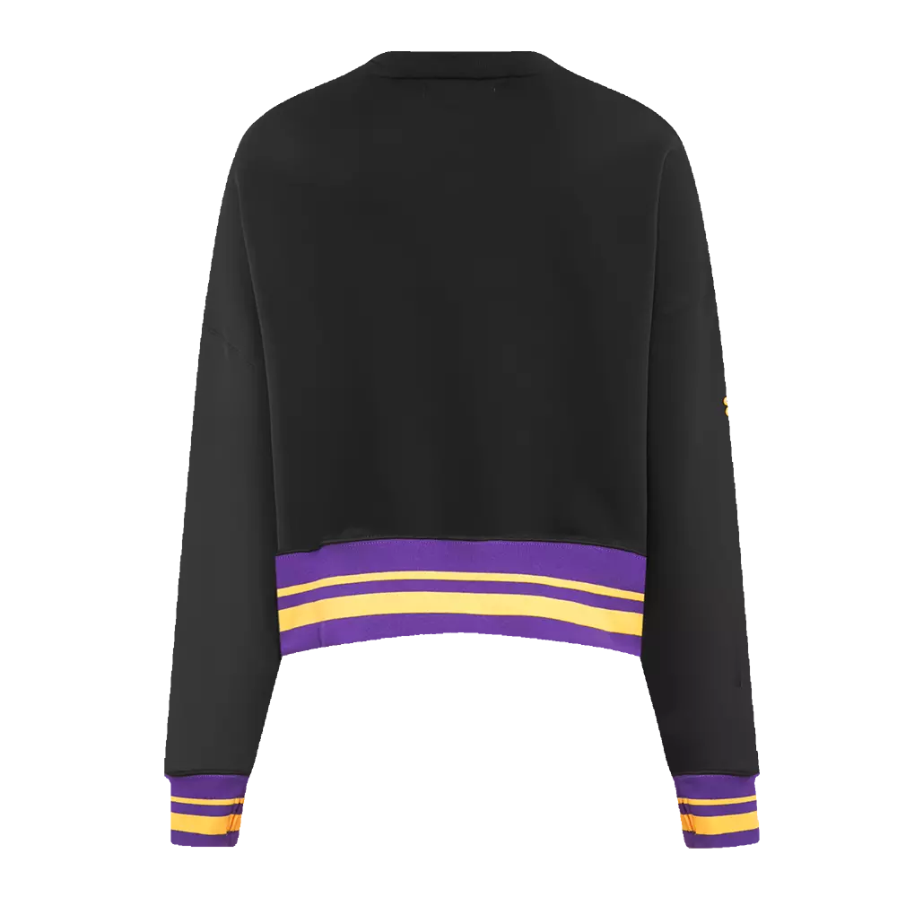 Pro Standard Women's Los Angeles Lakers Retro Classics Crewneck - Black/Purple - BLACK/PURPLE