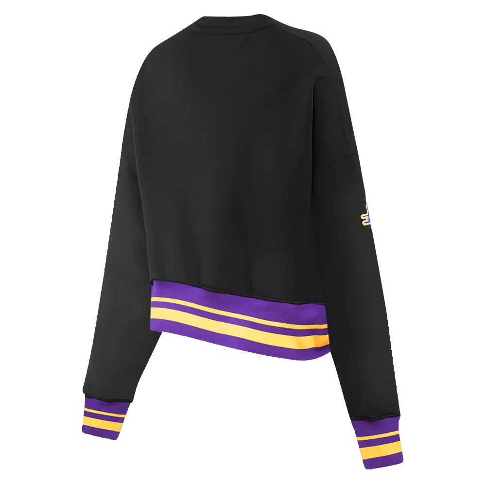 Pro Standard Women's Los Angeles Lakers Retro Classics Crewneck - Black/Purple - BLACK/PURPLE