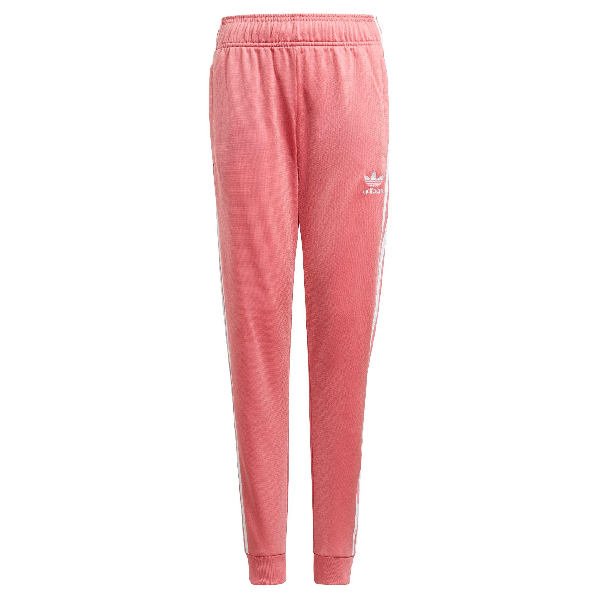 pink and white adidas pants