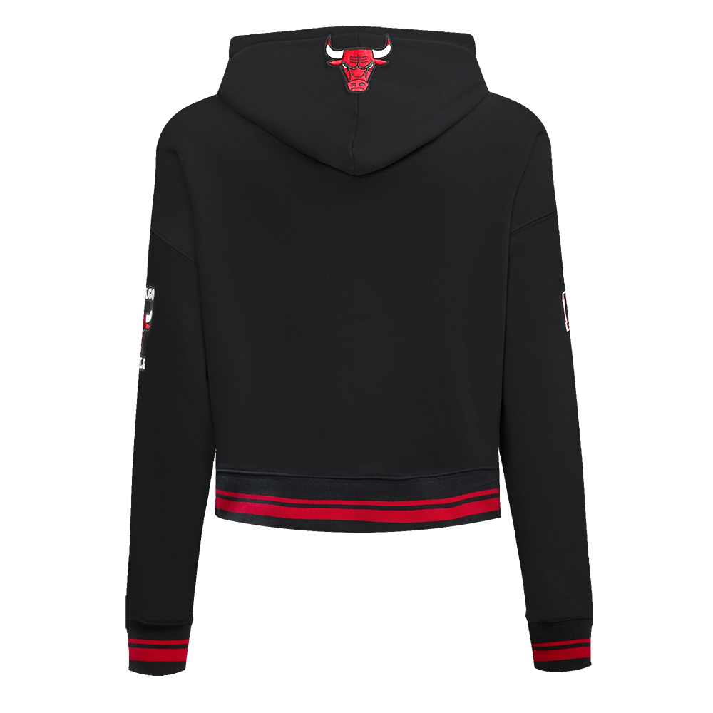 Pro Standard Women's Chicago Bulls Retro Classic Cropped Hoodie - Black/Red - BLACK/RED Thumbnail View 2