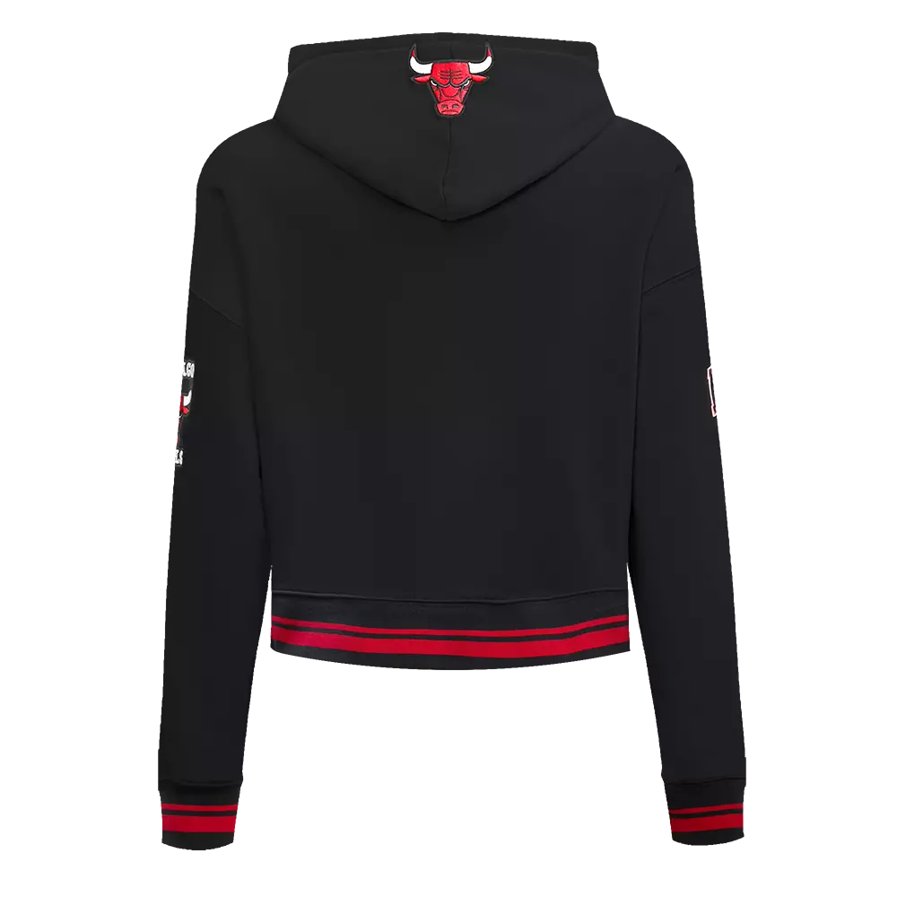 Pro Standard Women's Chicago Bulls Retro Classic Cropped Hoodie - Black/Red - BLACK/RED