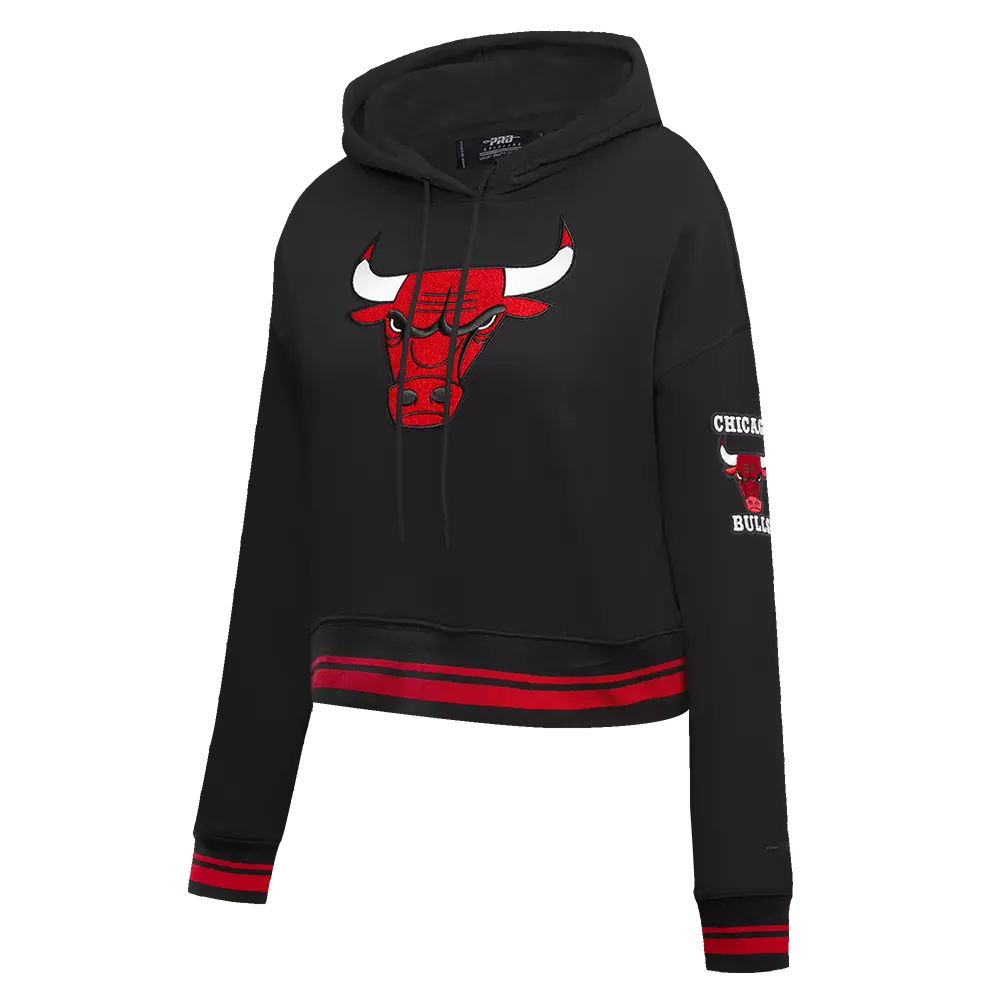Pro Standard Women's Chicago Bulls Retro Classic Cropped Hoodie - Black/Red - BLACK/RED