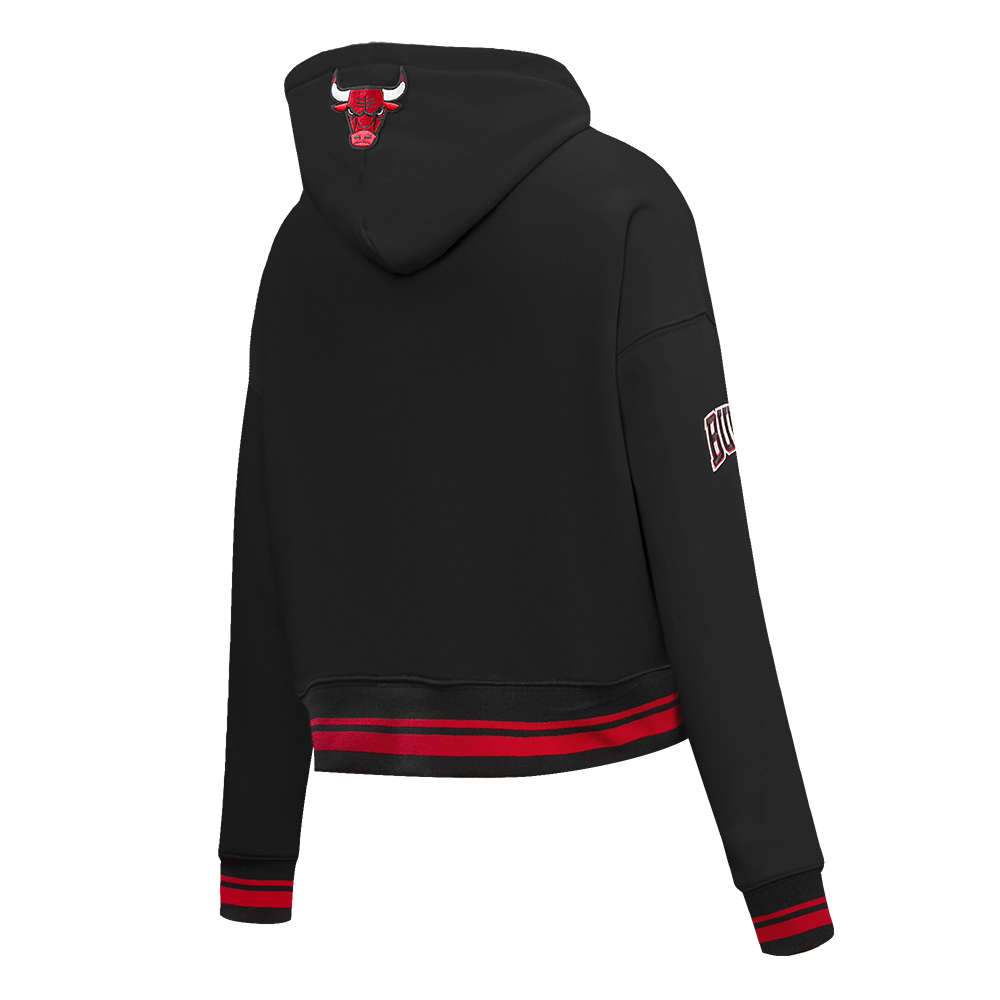 Pro Standard Women's Chicago Bulls Retro Classic Cropped Hoodie - Black/Red - BLACK/RED Thumbnail View 4