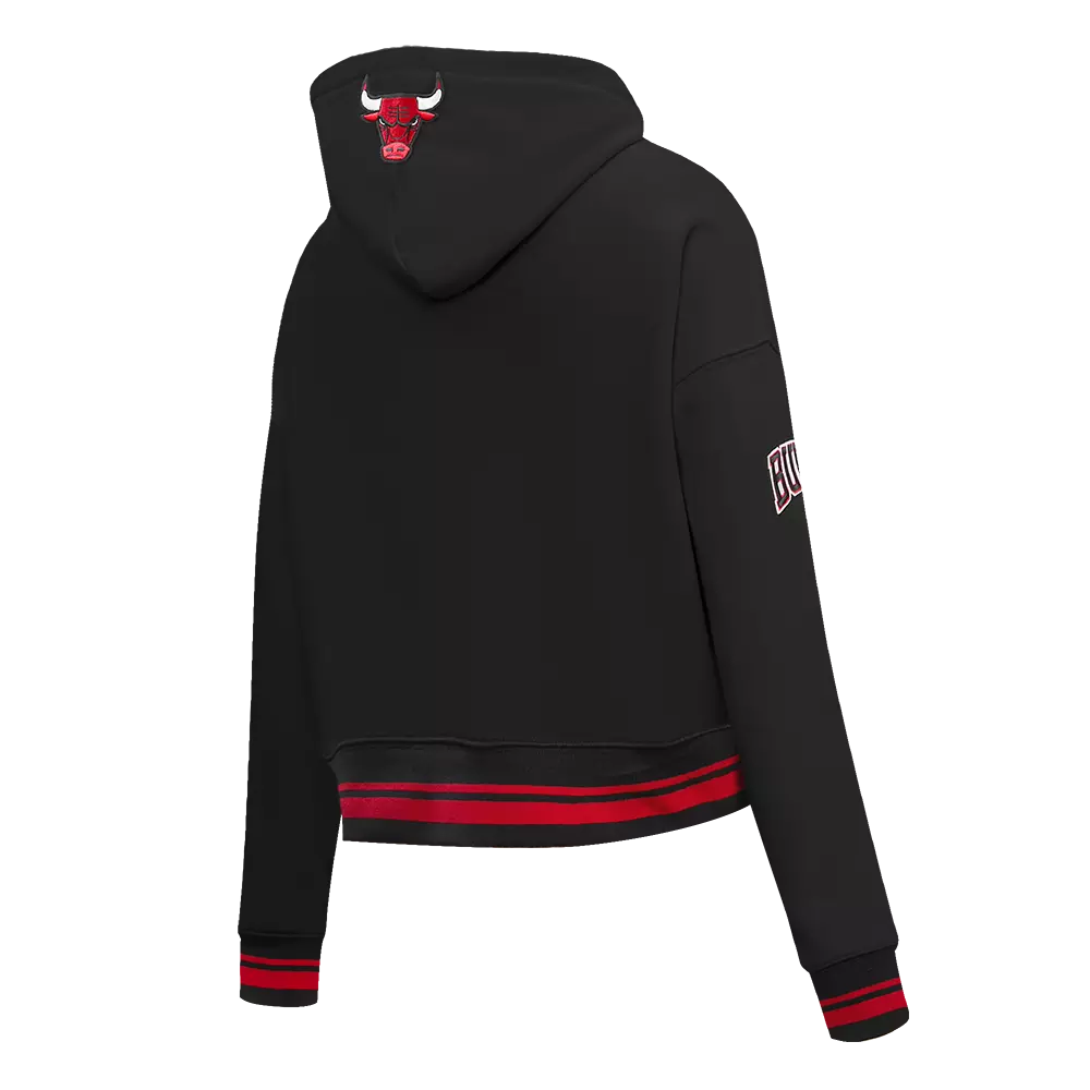 Pro Standard Women's Chicago Bulls Retro Classic Cropped Hoodie - Black/Red - BLACK/RED