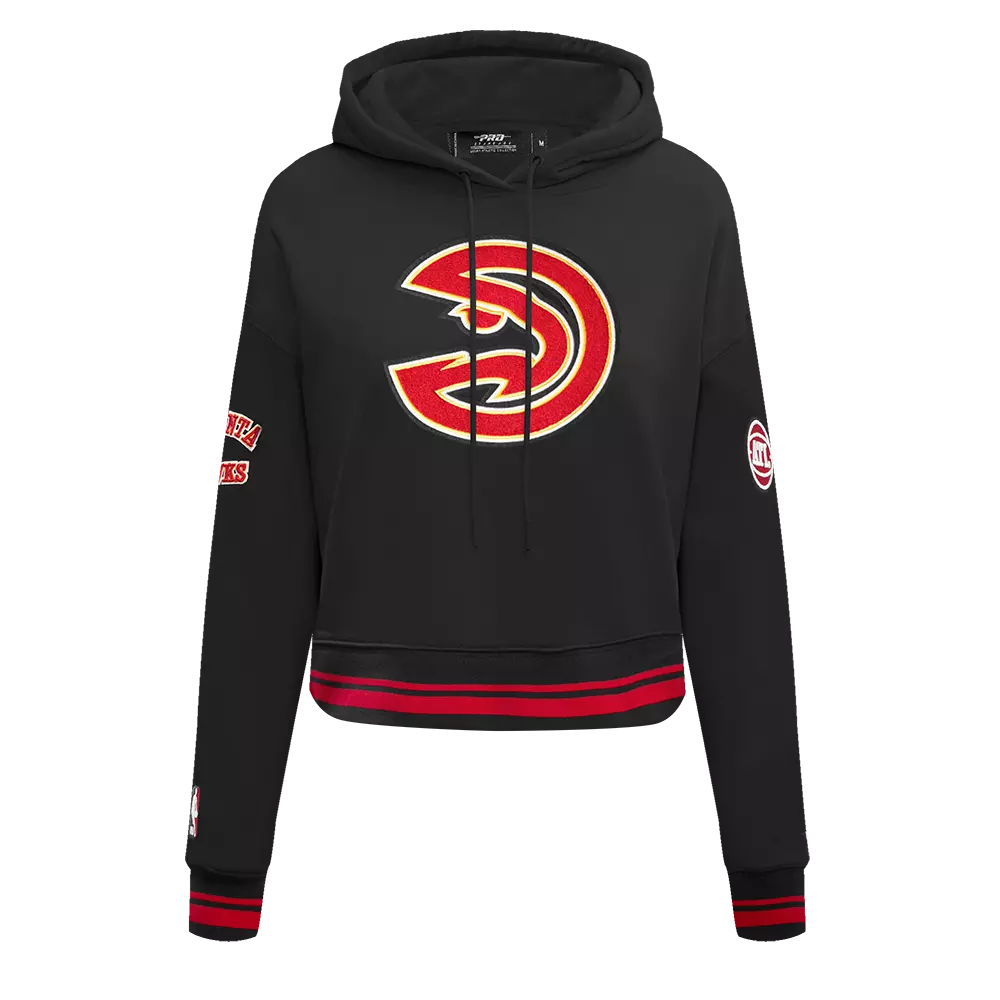 Pro Standard Women's Atlanta Hawks Retro Classic Cropped Hoodie - Black/Red - BLACK/RED