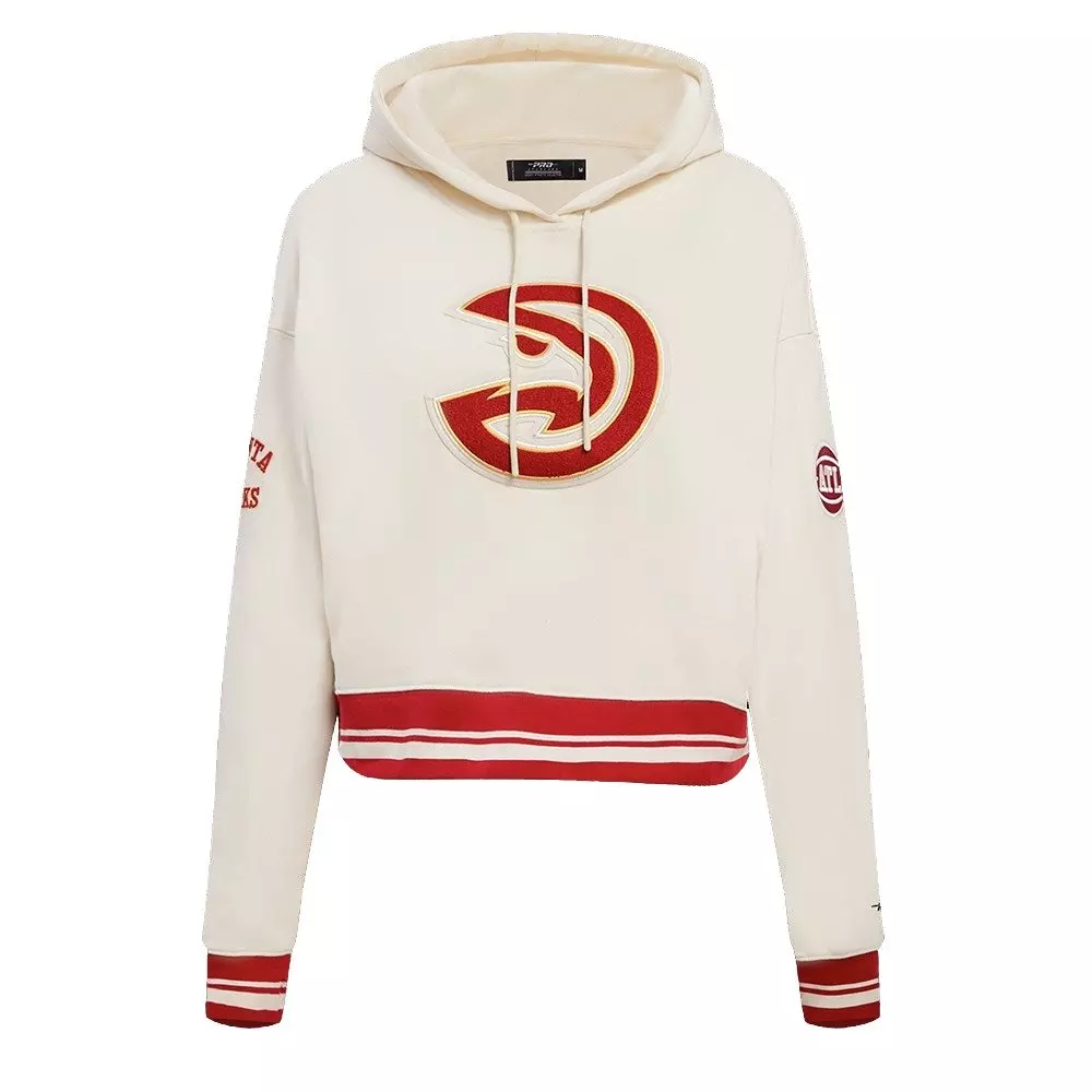 Pro Standard Women's Atlanta Hawks Retro Classic Cropped Hoodie - Eggshell - EGGSHELL