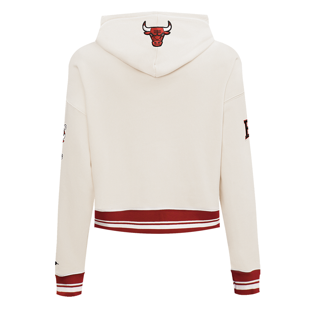 Pro Standard Women's Chicago Bulls Retro Classic Cropped Hoodie - Eggshell - EGGSHELL Thumbnail View 2