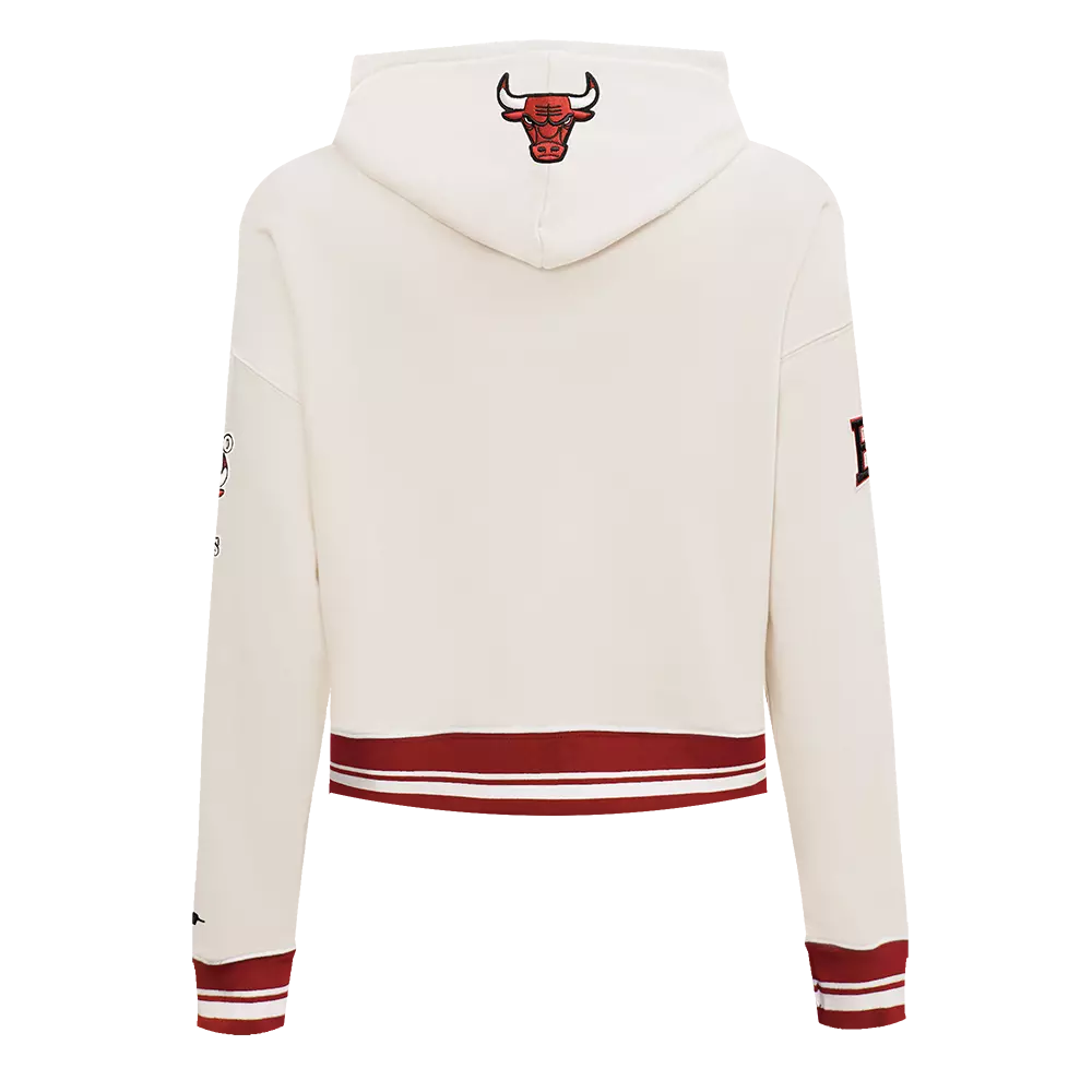 Pro Standard Women's Chicago Bulls Retro Classic Cropped Hoodie - Eggshell - EGGSHELL