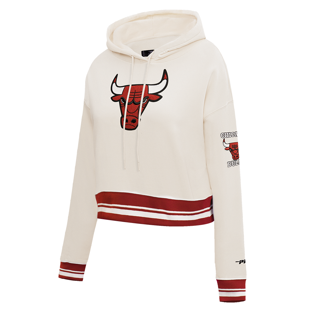 Pro Standard Women's Chicago Bulls Retro Classic Cropped Hoodie - Eggshell - EGGSHELL Thumbnail View 3