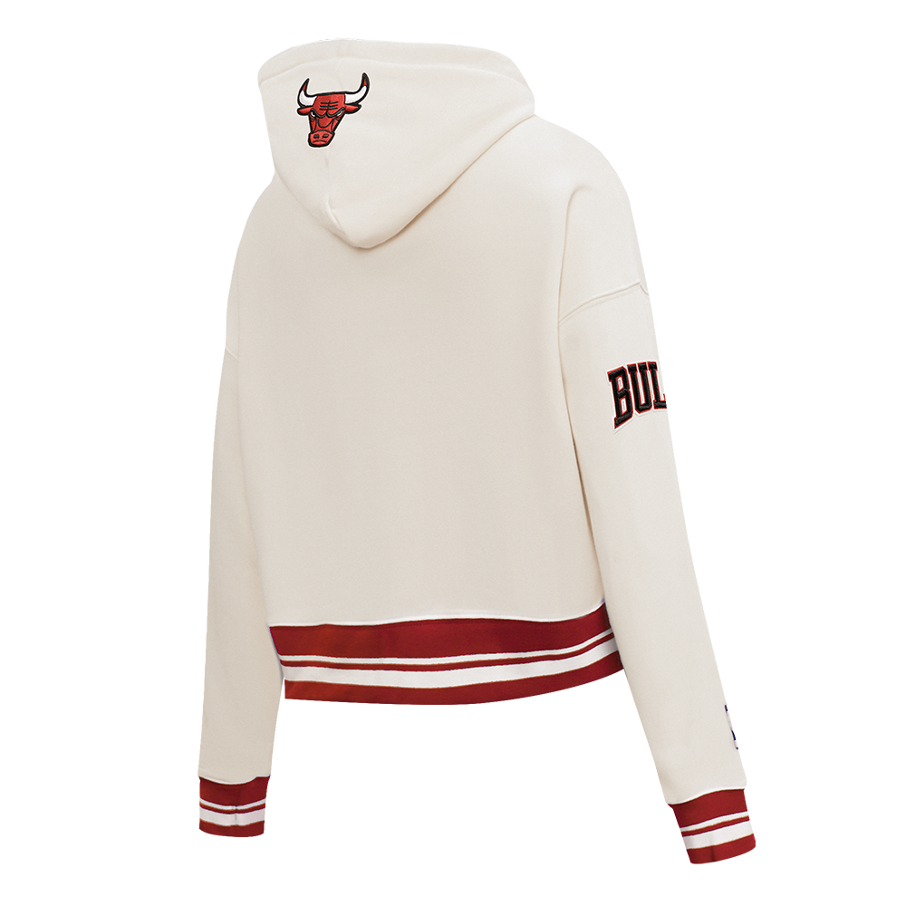 Pro Standard Women's Chicago Bulls Retro Classic Cropped Hoodie - Eggshell - EGGSHELL Thumbnail View 4
