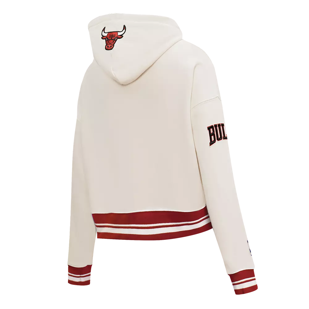 Pro Standard Women's Chicago Bulls Retro Classic Cropped Hoodie - Eggshell - EGGSHELL