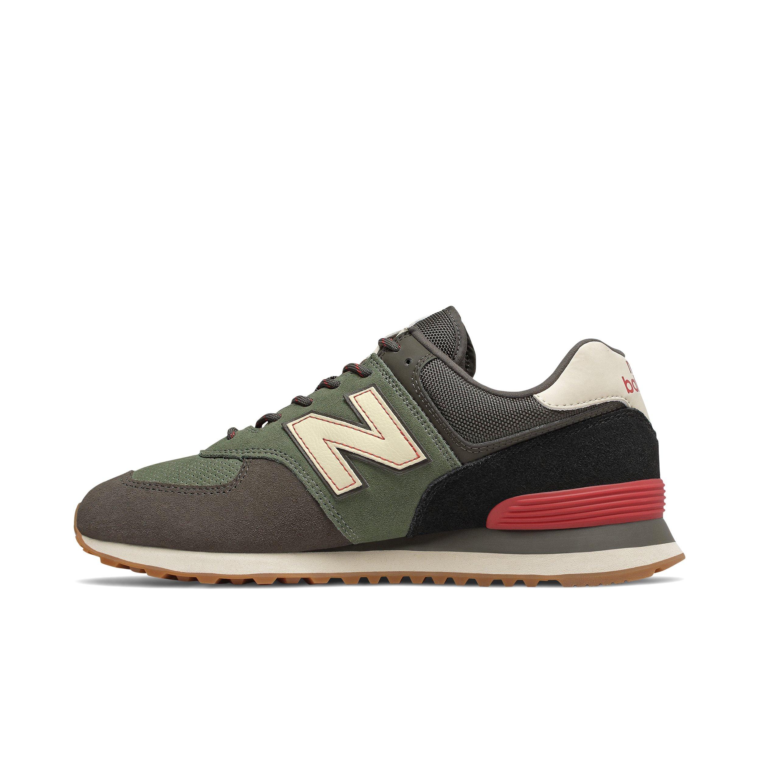 new balance 574 camo green with team red