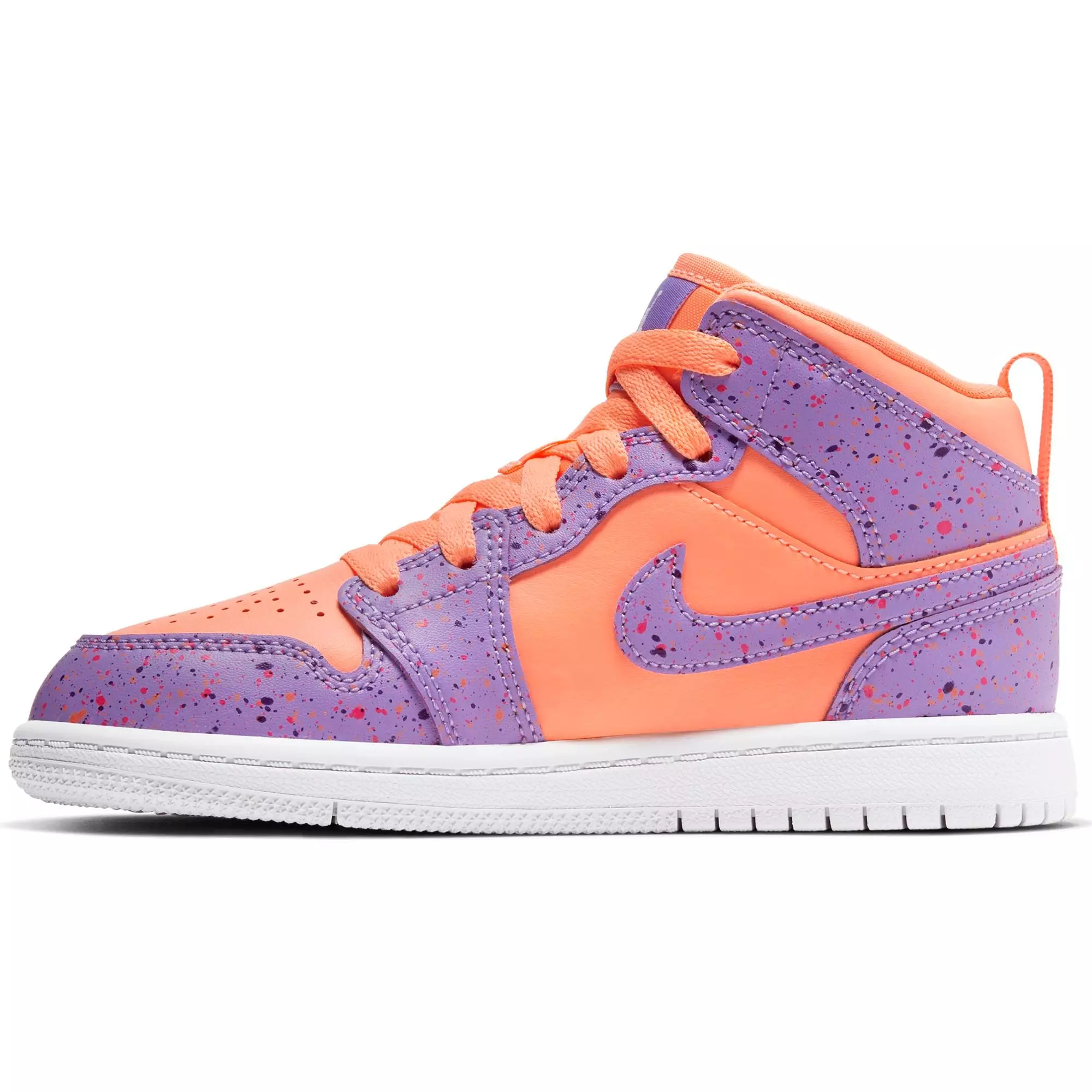 Jordan 1 Mid "Orange Pulse/Atomic Violet/Laser Crimson" Preschool Kids' Shoe - ORANGE
