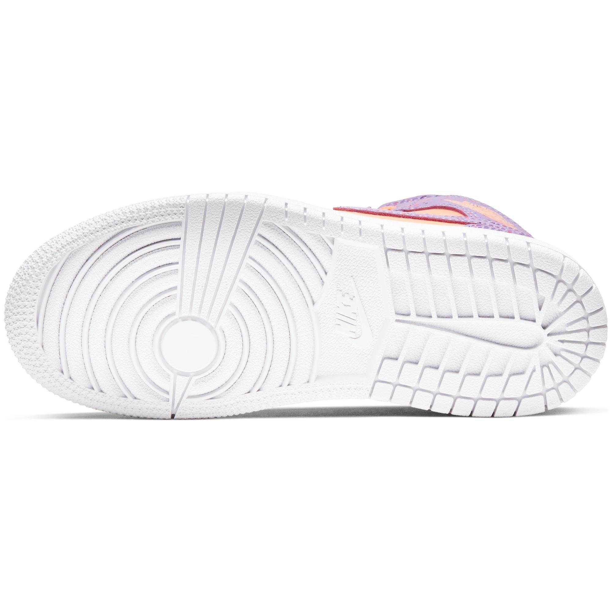 Jordan 1 Mid "Orange Pulse/Atomic Violet/Laser Crimson" Preschool Kids' Shoe - ORANGE Thumbnail View 6