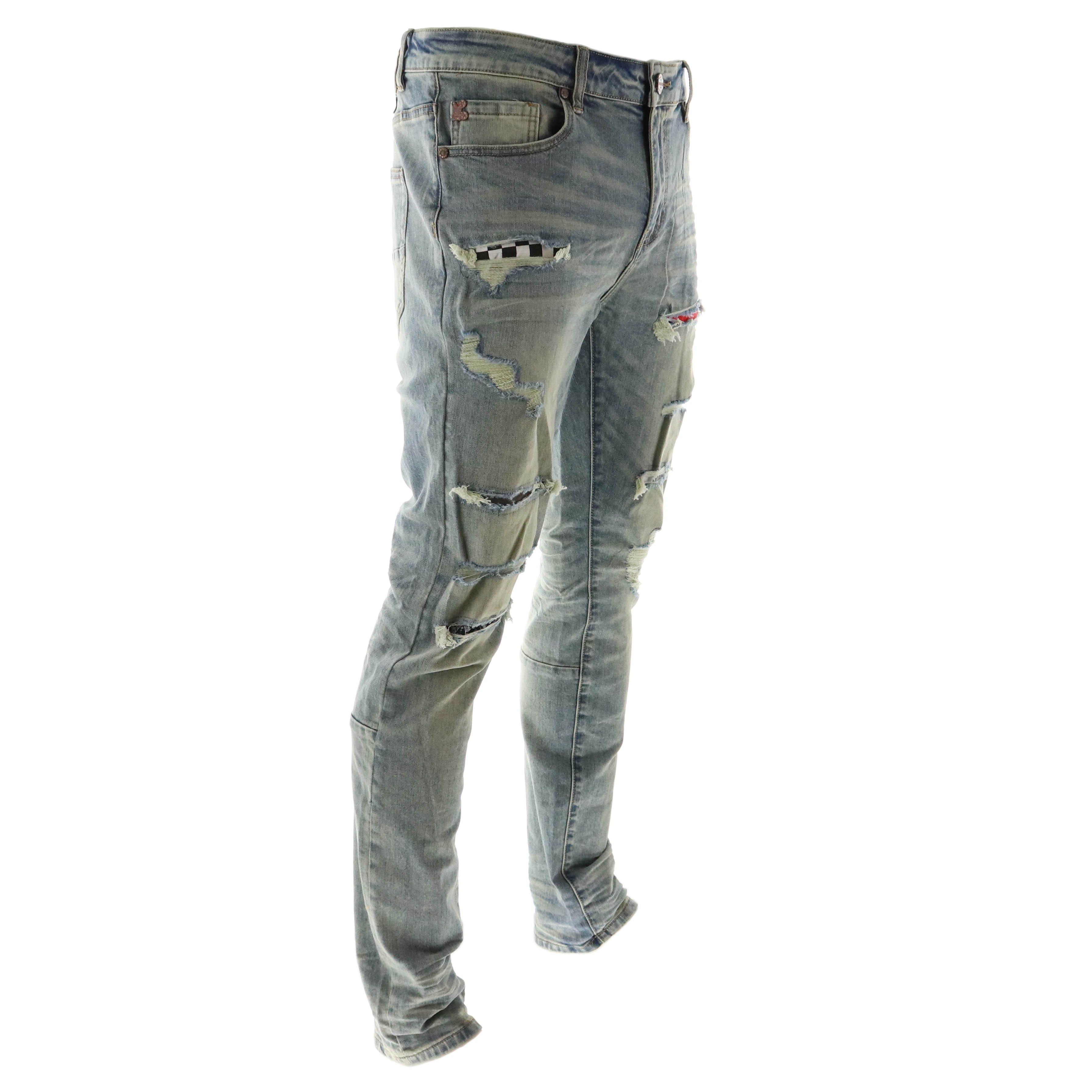 grindhouse men's sanded ripped jeans