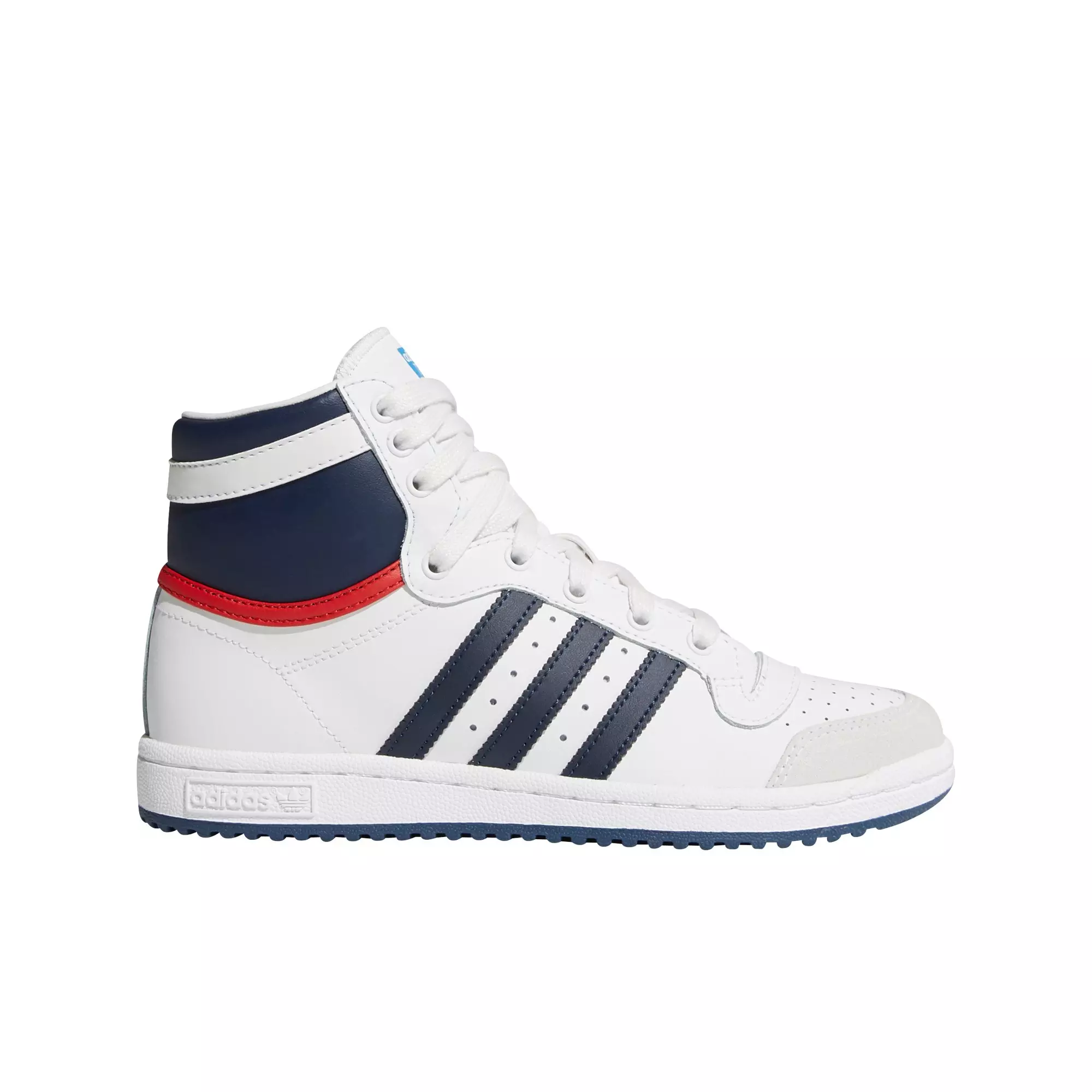 adidas Top Ten Hi "Cloud White/Dark Blue/College Red" Grade School Kids' Shoe - WHITE