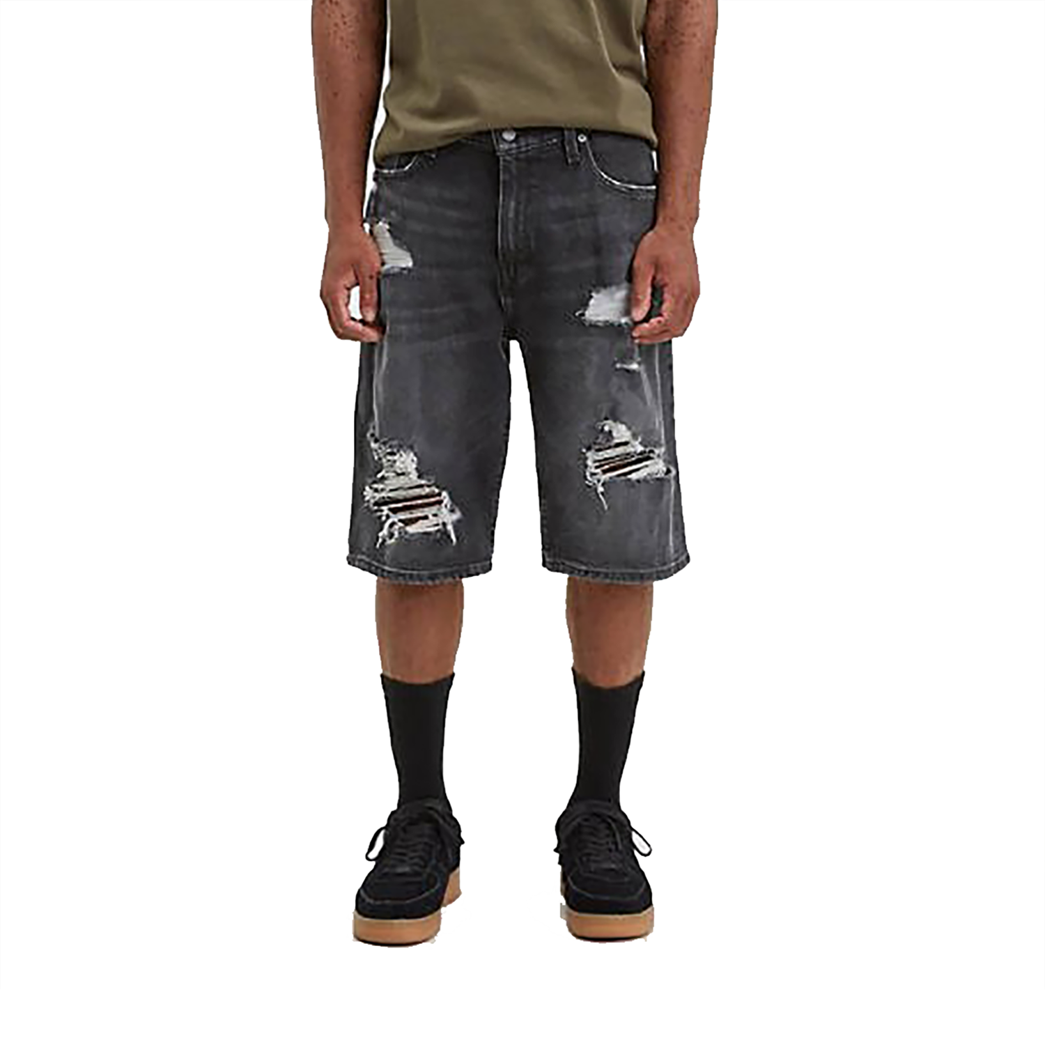 mens loose fit denim shorts