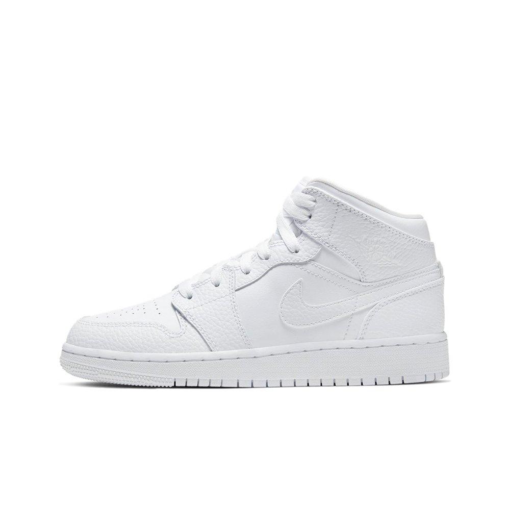 Jordan 1 Mid White Grade School Kids Shoe