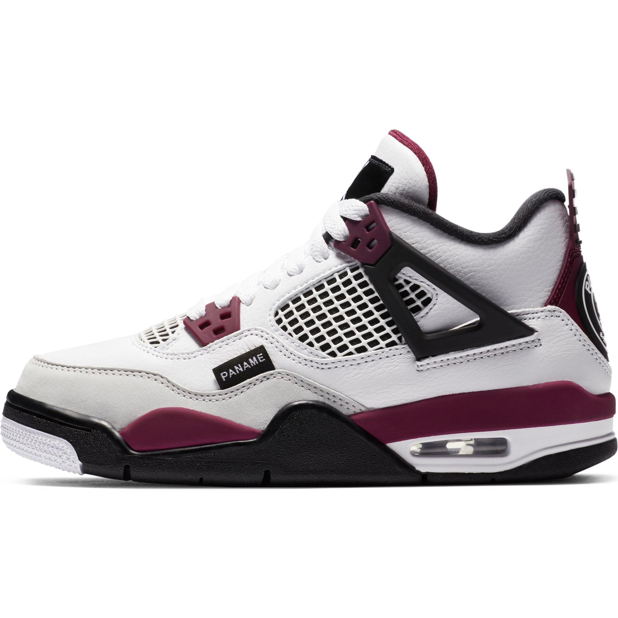Jordan Retro 4 PSG "White/Bordeaux" Grade School Kids' Shoe - WHITE Thumbnail View 6