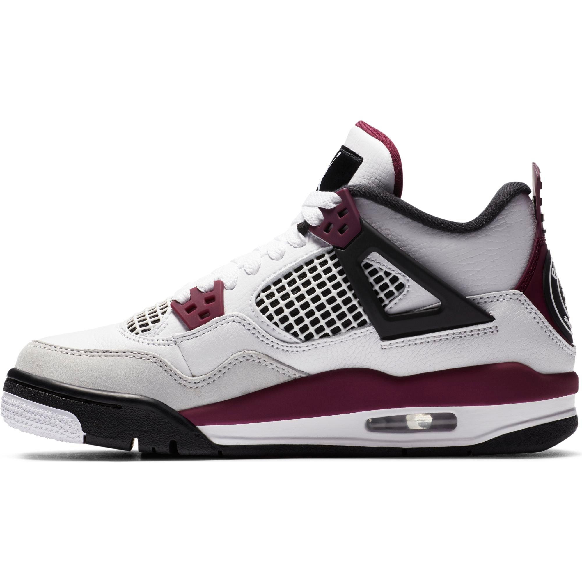 Jordan Retro 4 PSG "White/Bordeaux" Grade School Kids' Shoe - WHITE Thumbnail View 7