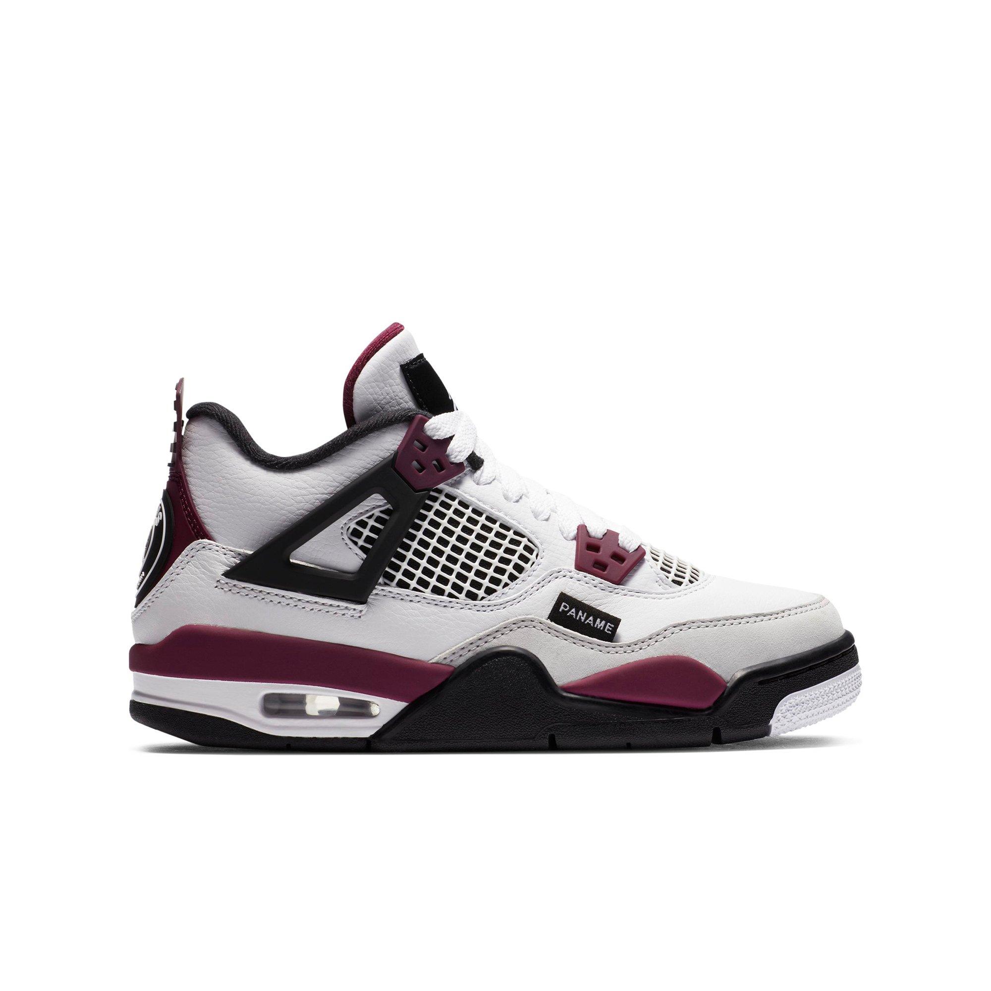 Jordan Retro 4 PSG "White/Bordeaux" Grade School Kids' Shoe - WHITE Thumbnail View 1