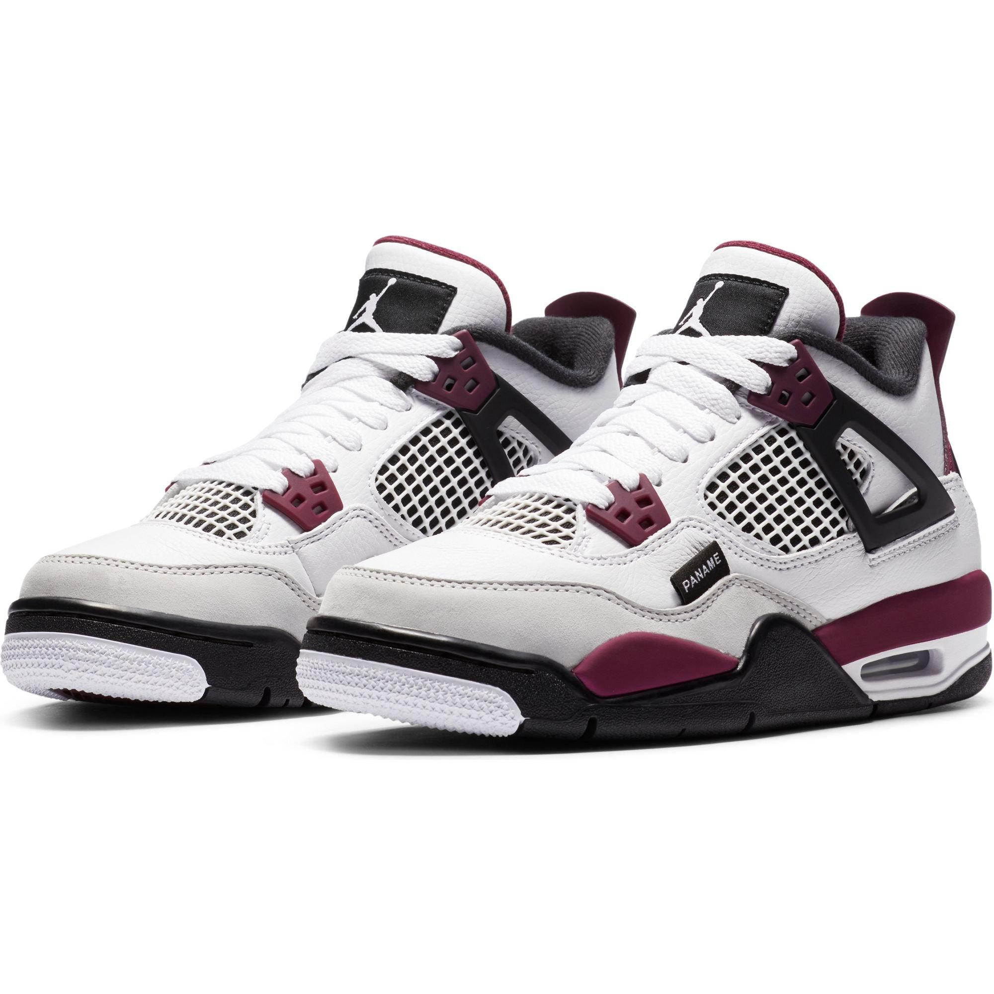 Jordan Retro 4 PSG "White/Bordeaux" Grade School Kids' Shoe - WHITE Thumbnail View 5