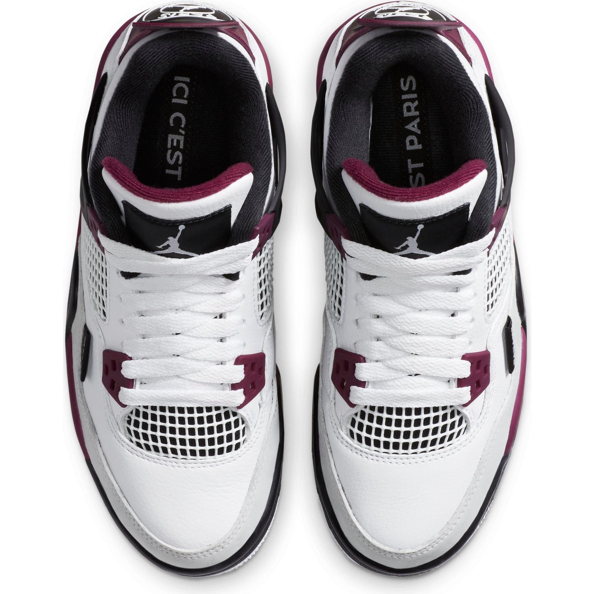 Jordan Retro 4 PSG "White/Bordeaux" Grade School Kids' Shoe - WHITE Thumbnail View 9