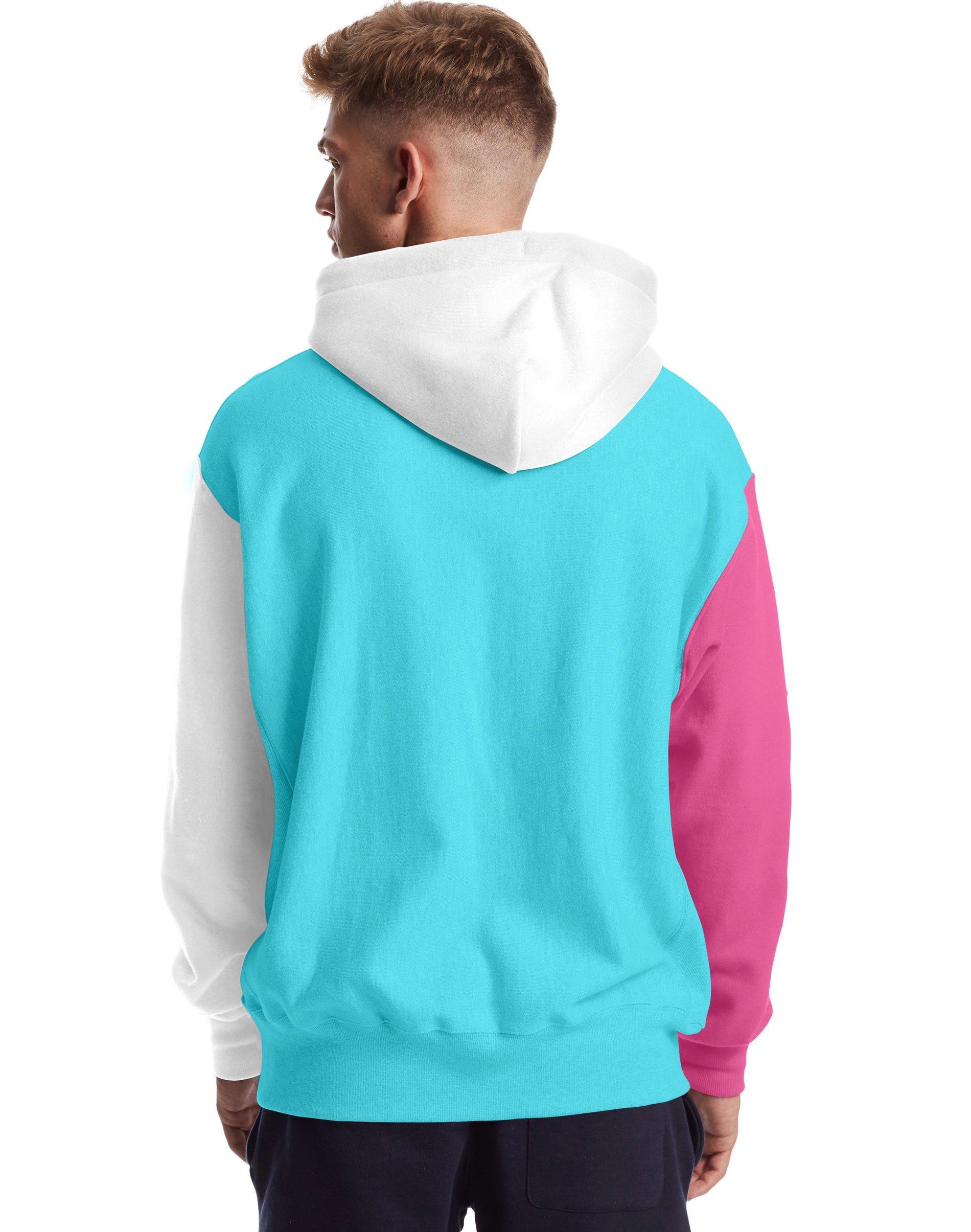 Champion hoodie pink blue white sale