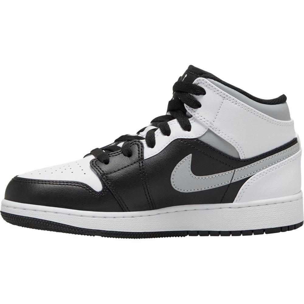 Jordan 1 Mid "Black/White/Light Smoke Grey" Grade School Kid's Shoes - GREY Thumbnail View 2