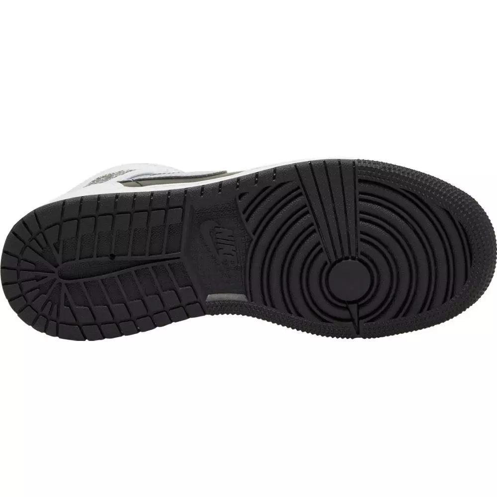 Jordan 1 Mid "Black/White/Light Smoke Grey" Grade School Kid's Shoes - GREY