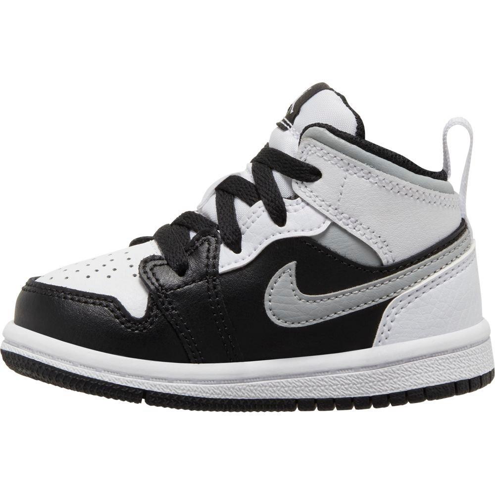 Jordan 1 Mid "Black/White/Light Smoke Grey" Toddler Kid's Shoes - GREY Thumbnail View 2