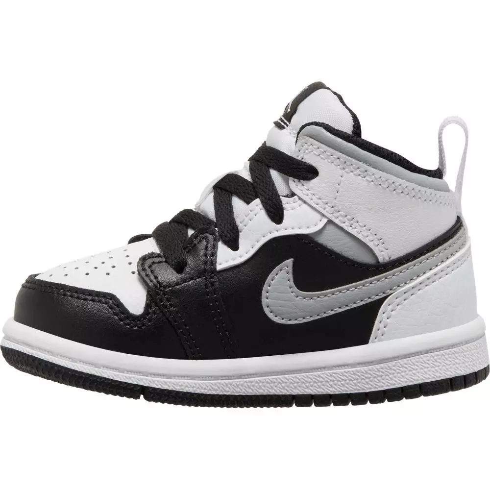 Jordan 1 Mid "Black/White/Light Smoke Grey" Toddler Kid's Shoes - GREY