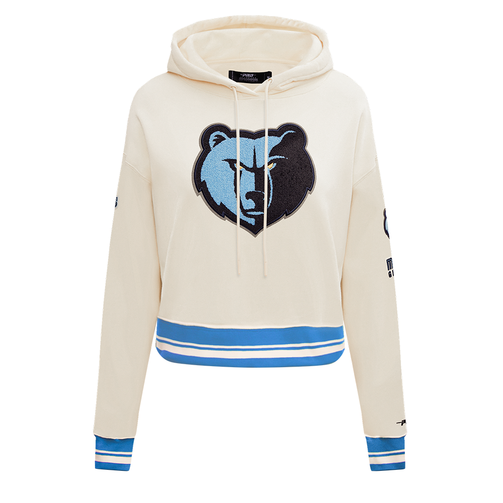 Pro Standard Women's Memphis Grizzlies Retro Classic Cropped Hoodie - Eggshell - EGGSHELL Thumbnail View 1
