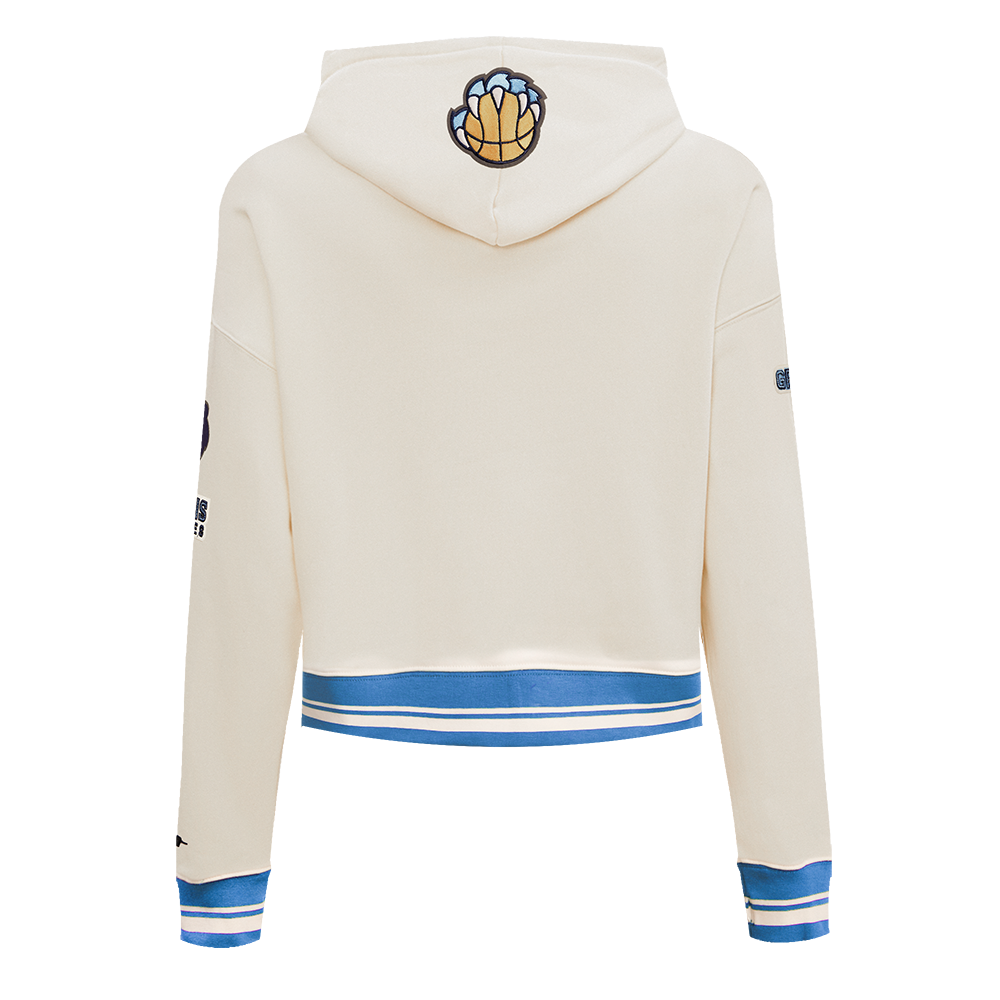 Pro Standard Women's Memphis Grizzlies Retro Classic Cropped Hoodie - Eggshell - EGGSHELL Thumbnail View 2